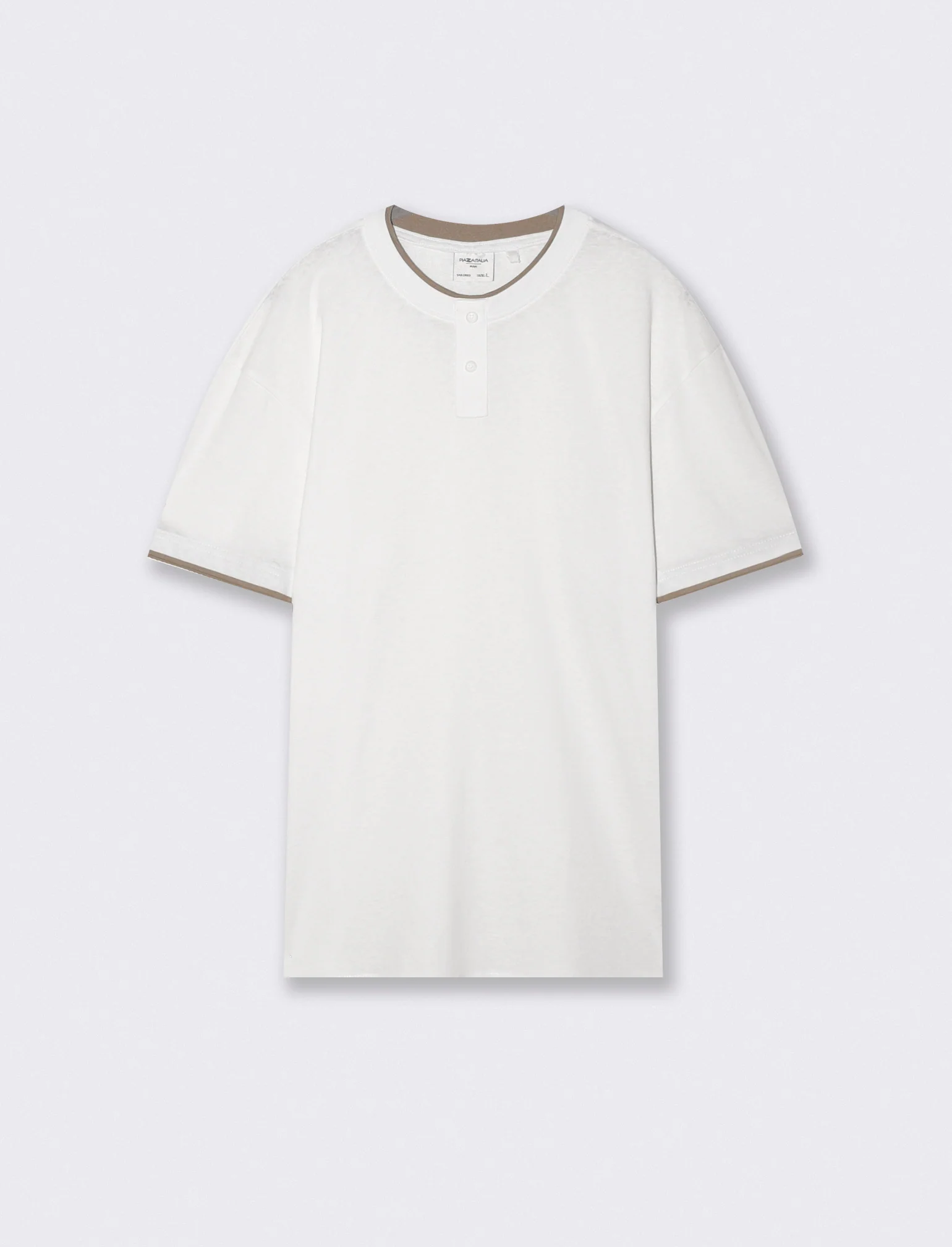 T-shirt Serafino in misto cotone soft touch - Bianco
