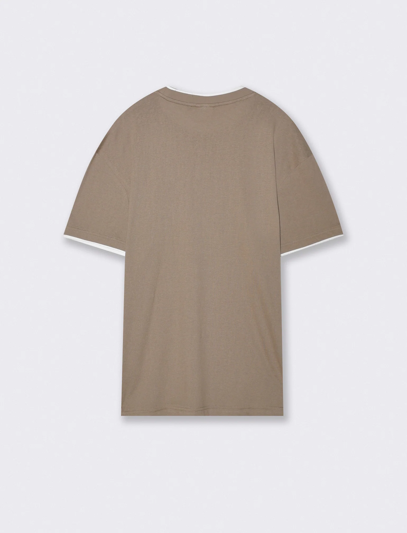 T-shirt Serafino in misto cotone soft touch - Verde kaki - Image 2
