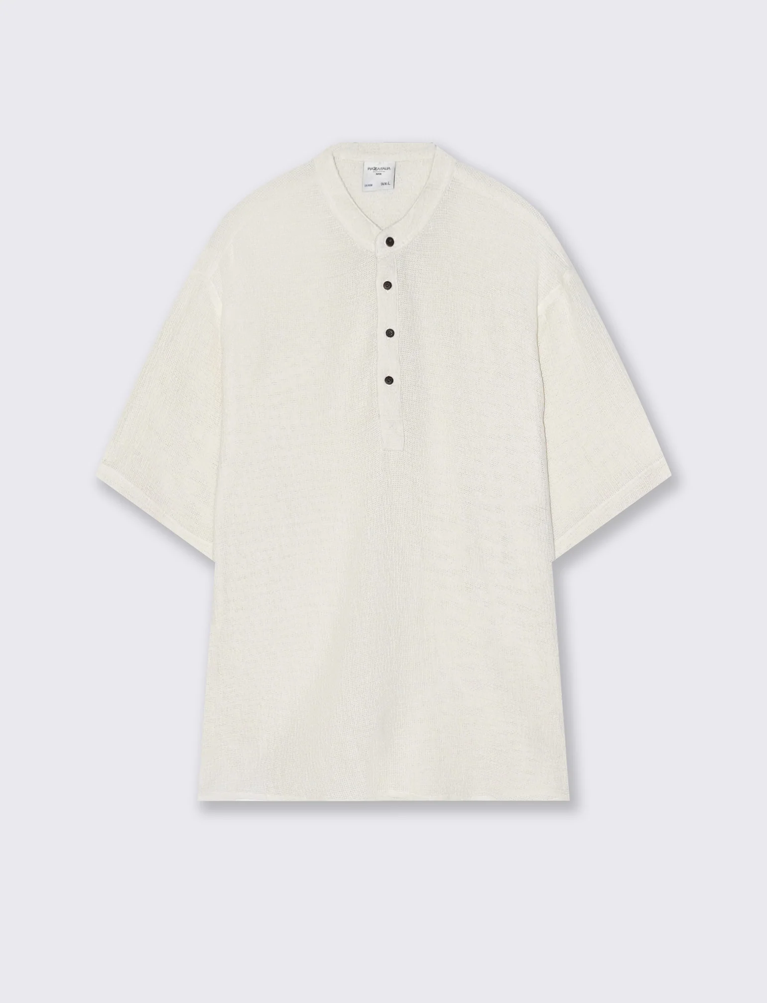 T-SHIRT SERAFINO IN TESSUTO DOBBY - Bianco latte