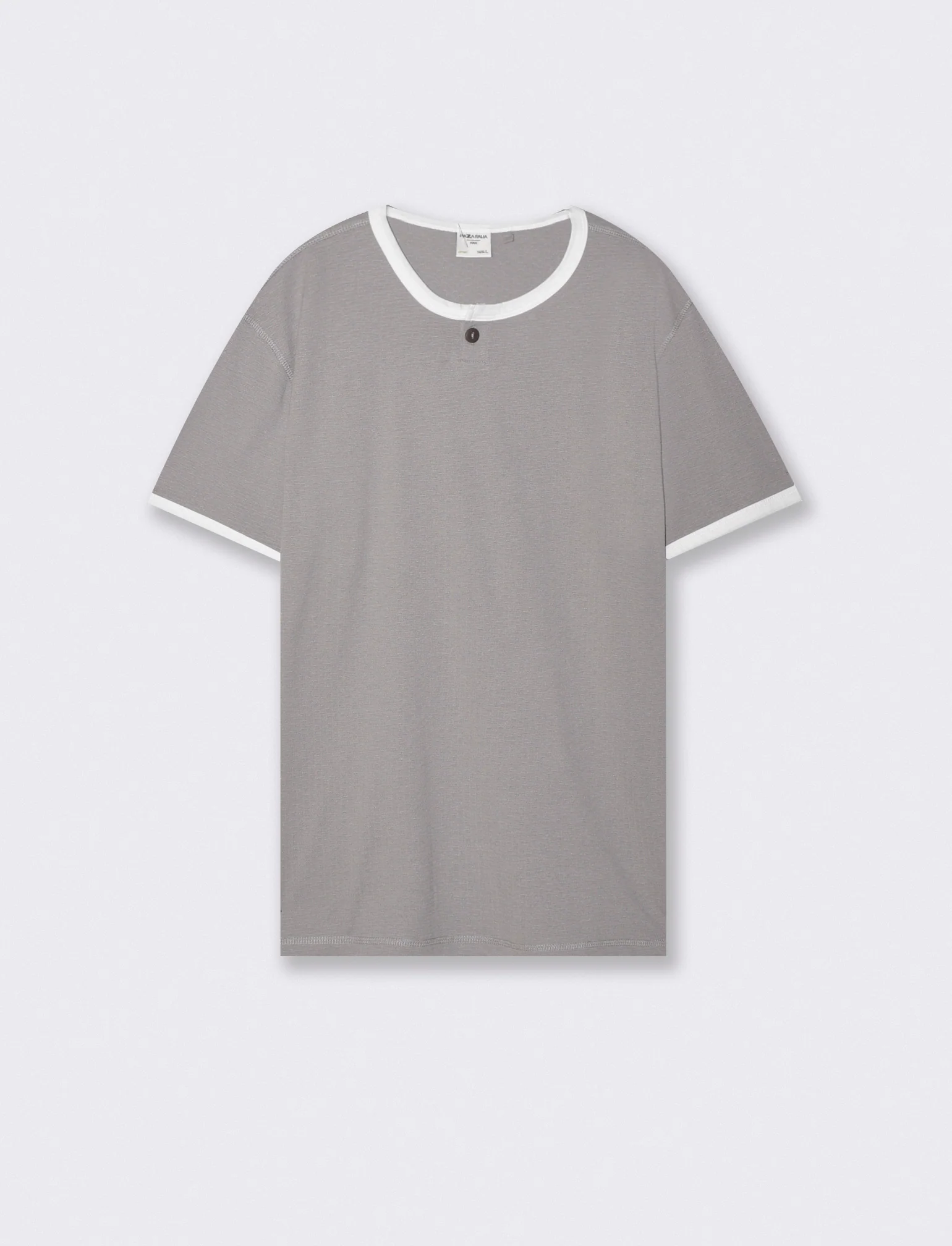 T-shirt Serafino in Tessuto Jacquard - Grigio