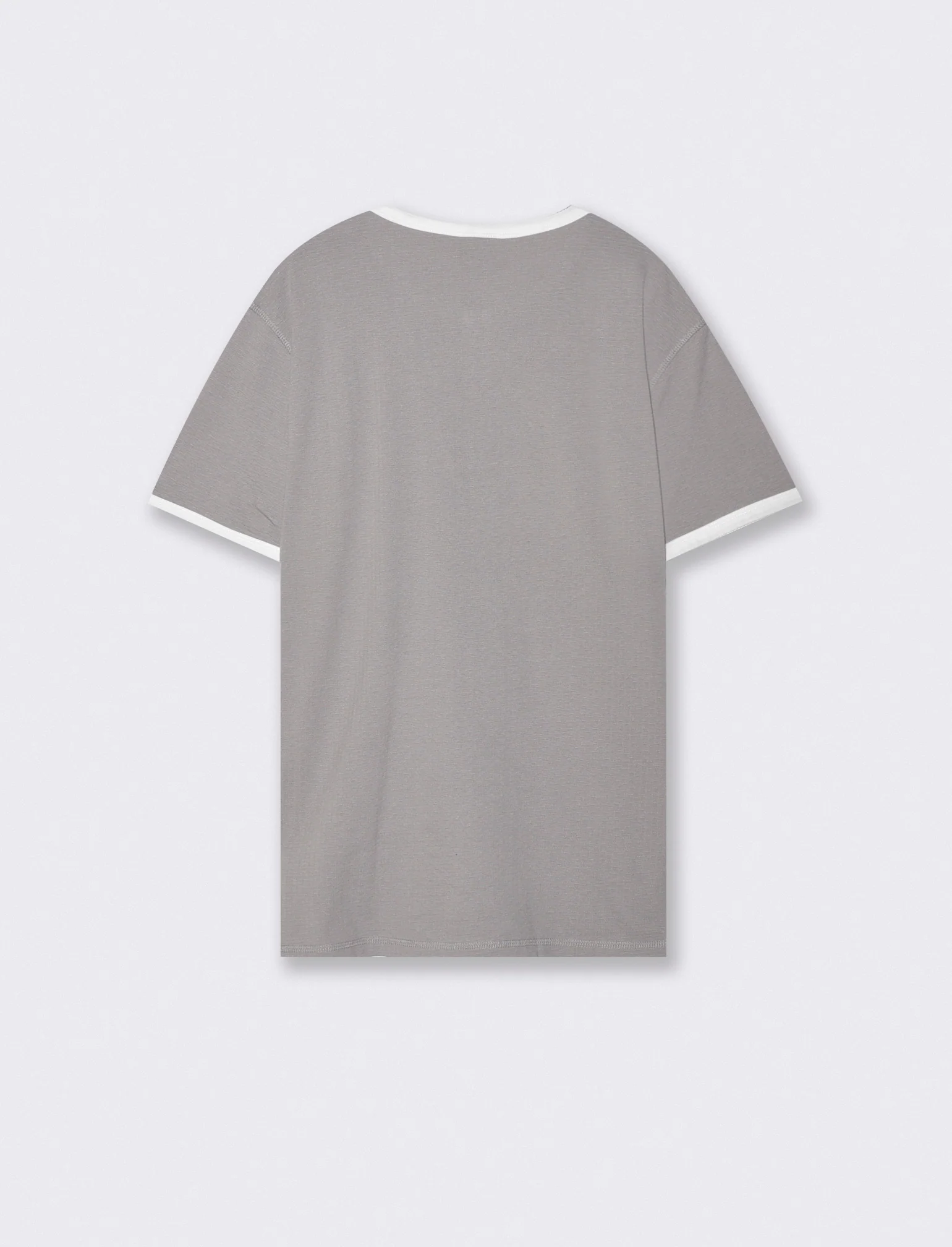 T-shirt Serafino in Tessuto Jacquard - Grigio - Image 2