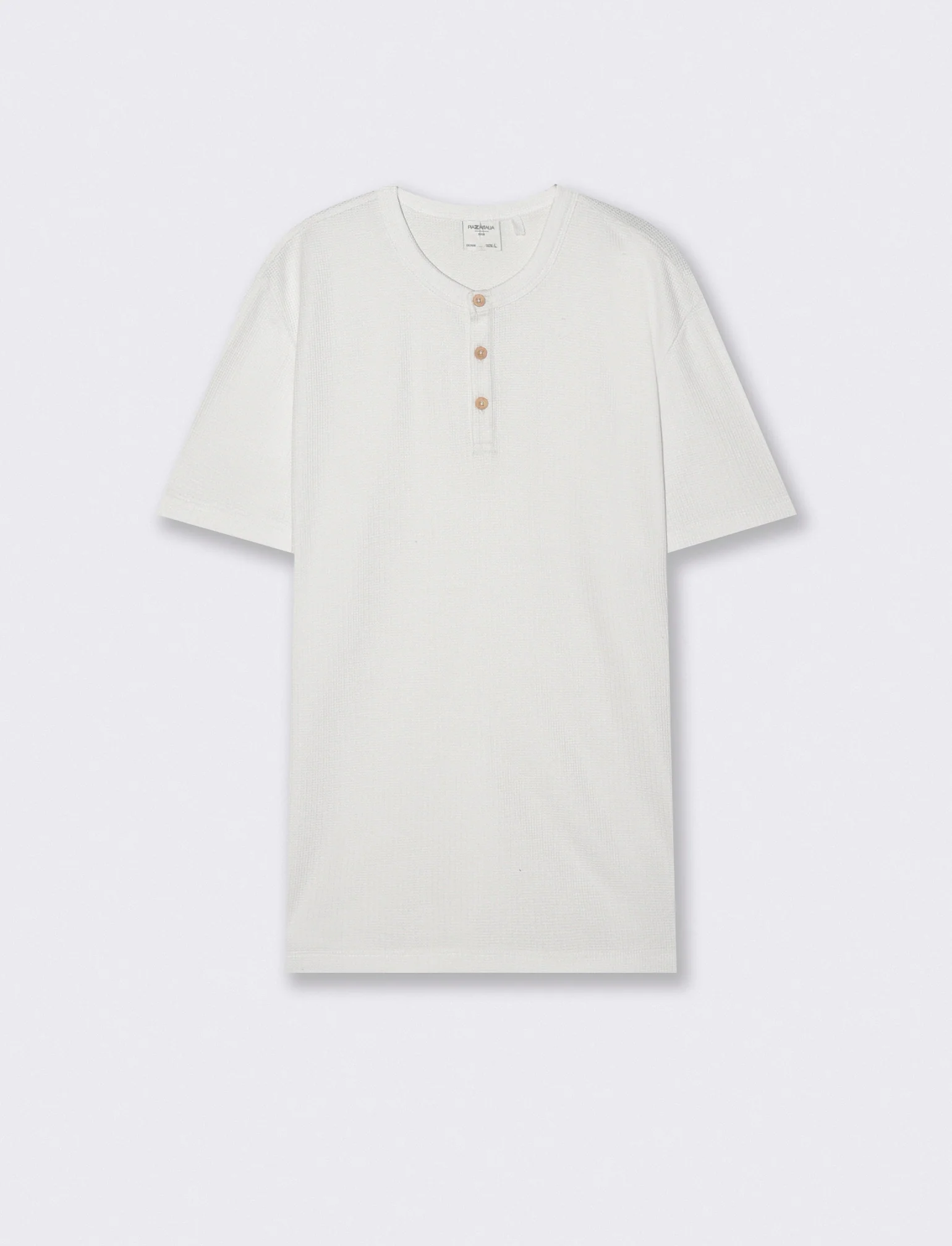 T-shirt serafino in tessuto waffle - Bianco