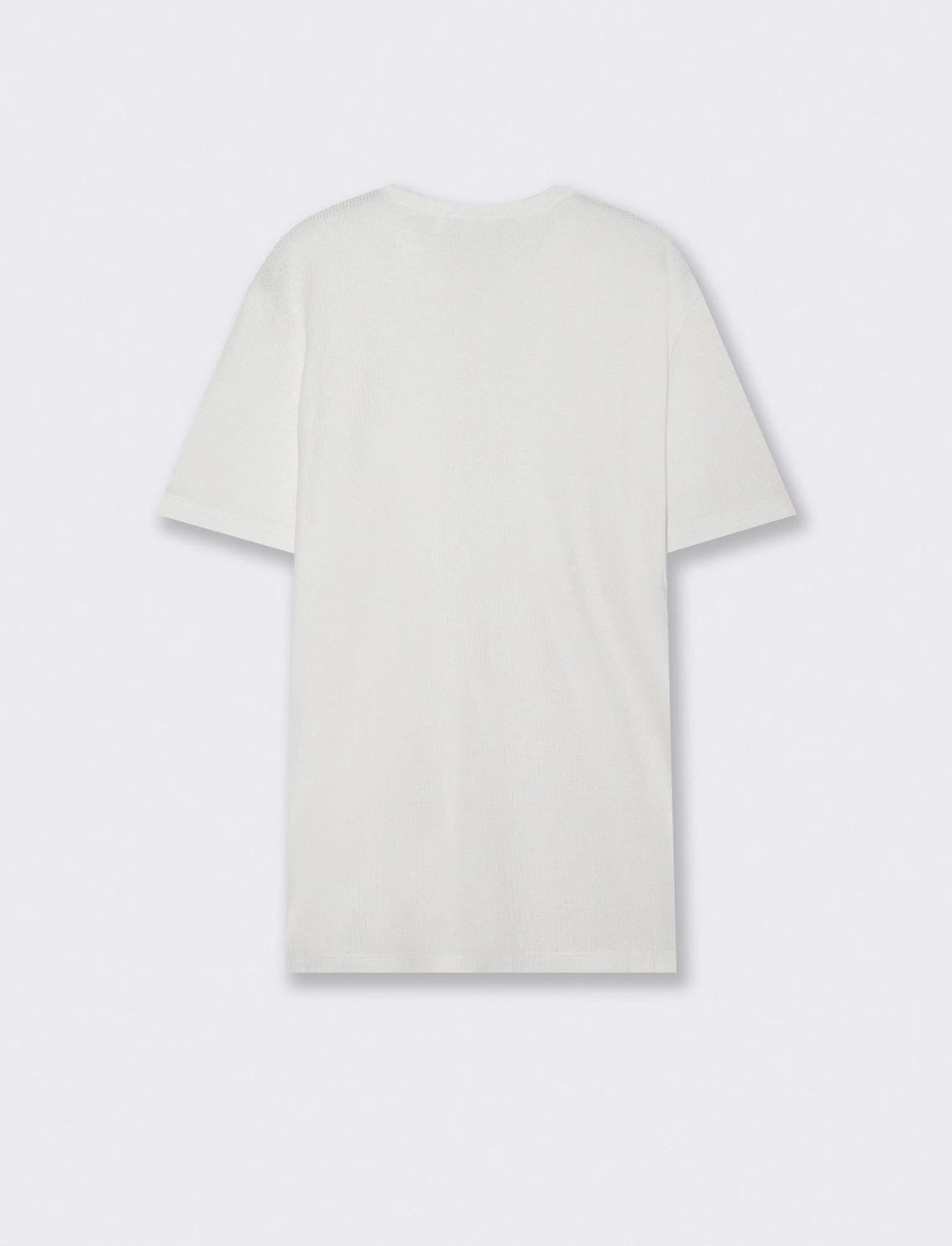 T-shirt serafino in tessuto waffle - Bianco - Image 2