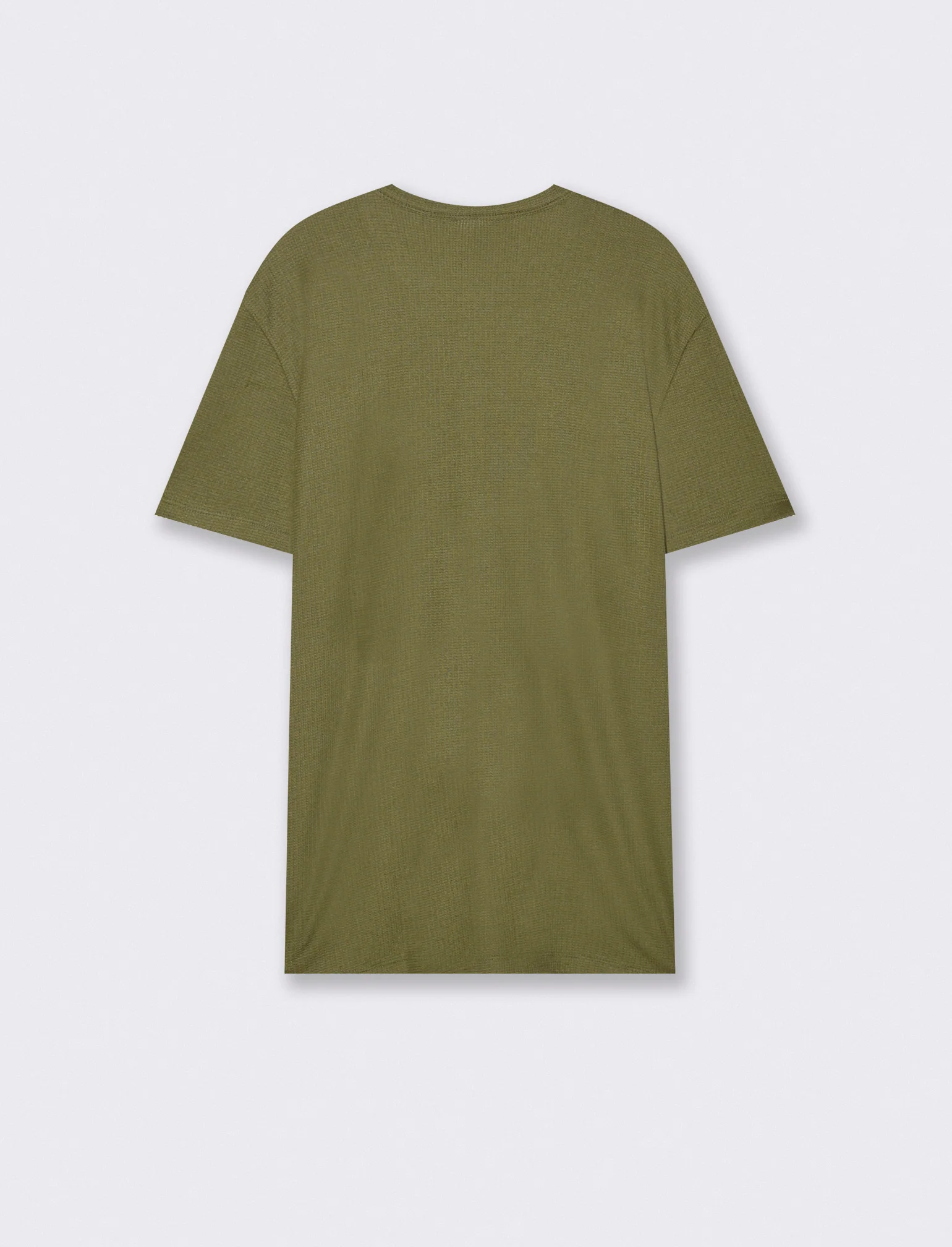 T-shirt serafino in tessuto waffle - Verde oliva - Image 2