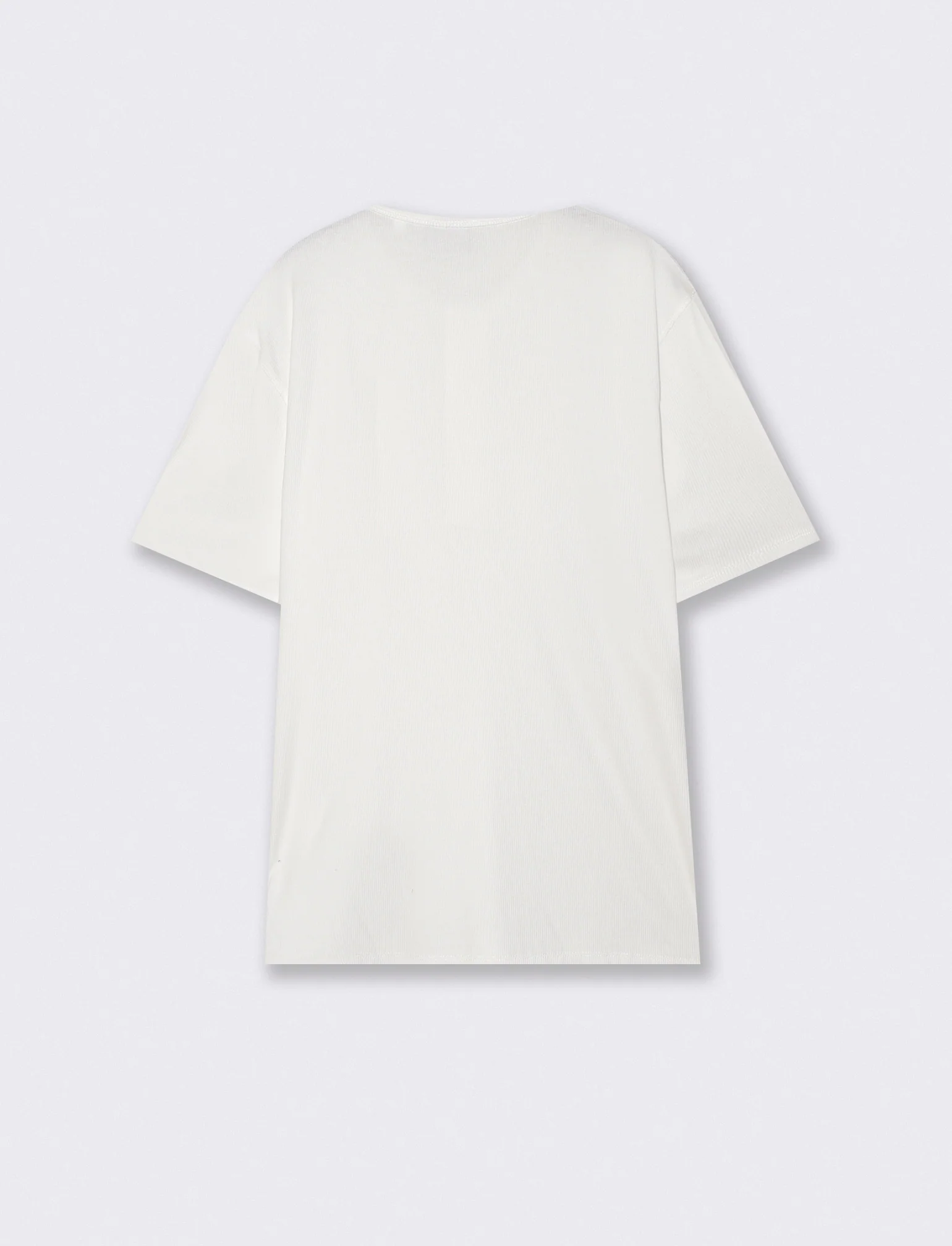 T-shirt Serafino Misto Viscosa Elasticizzata - Bianco - Image 2