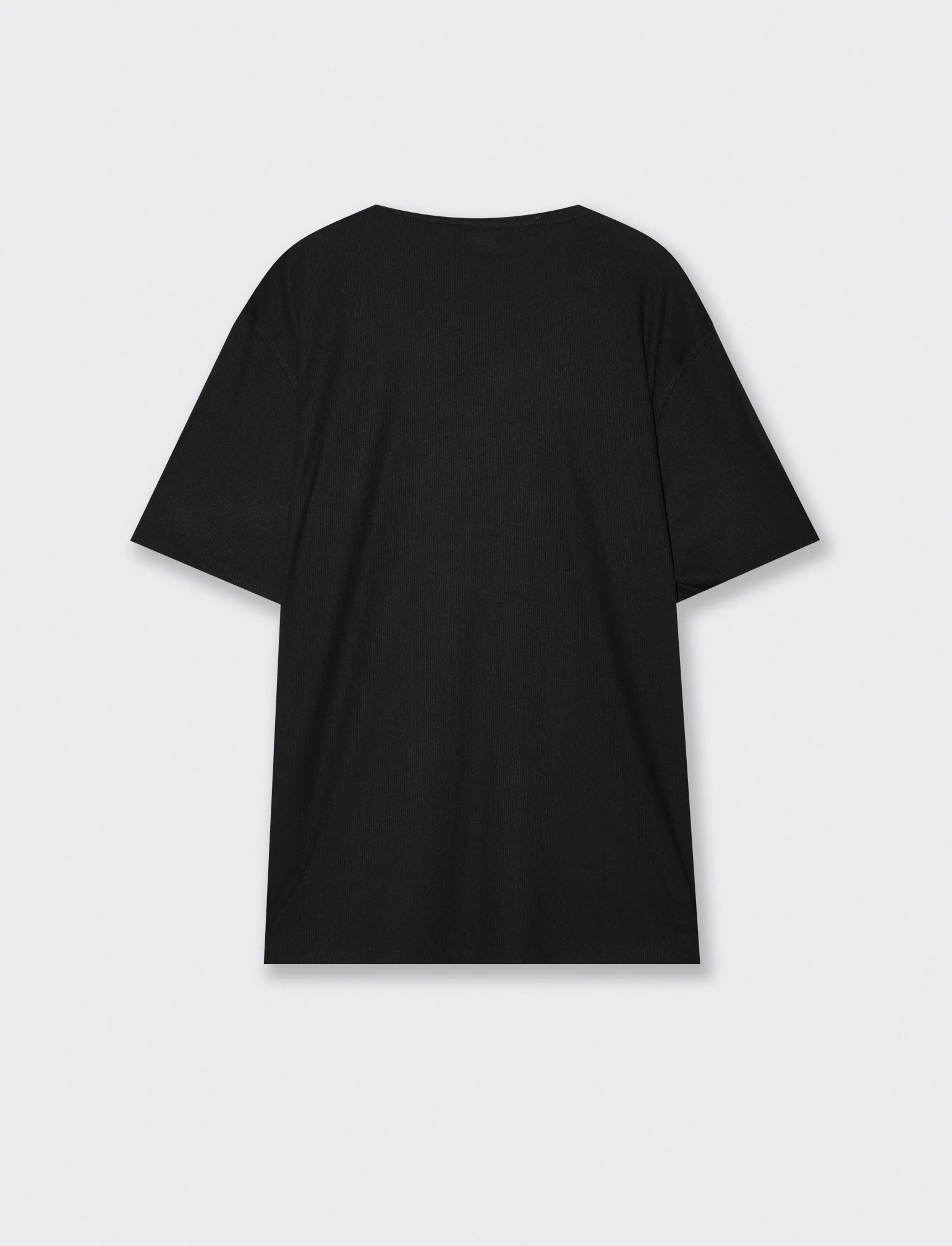 T-shirt Serafino Misto Viscosa Elasticizzata - Nero - Image 2