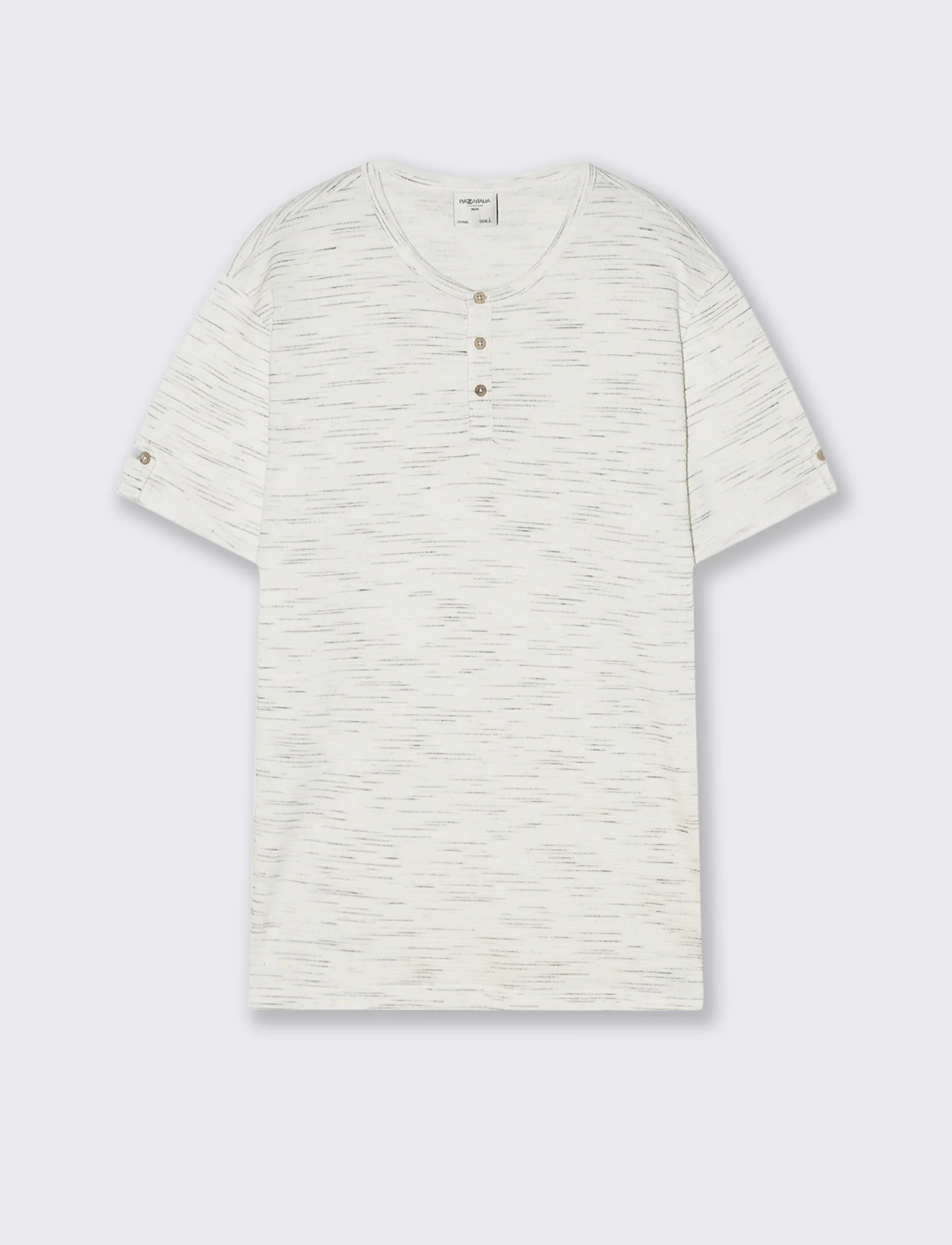 T-shirt serafino slub con bottoni legno - Bianco