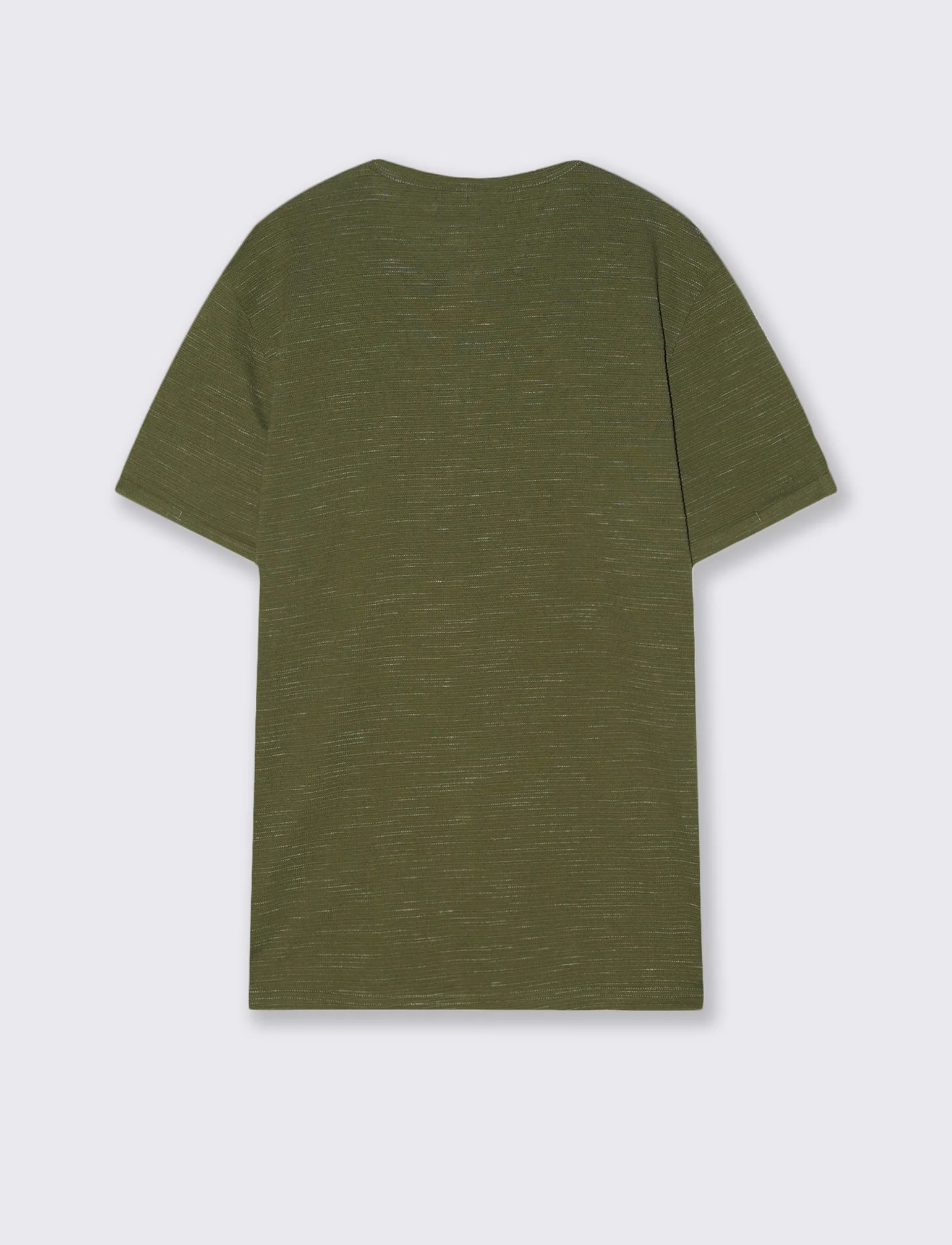 T-shirt serafino slub con bottoni legno - Verde oliva - Image 2
