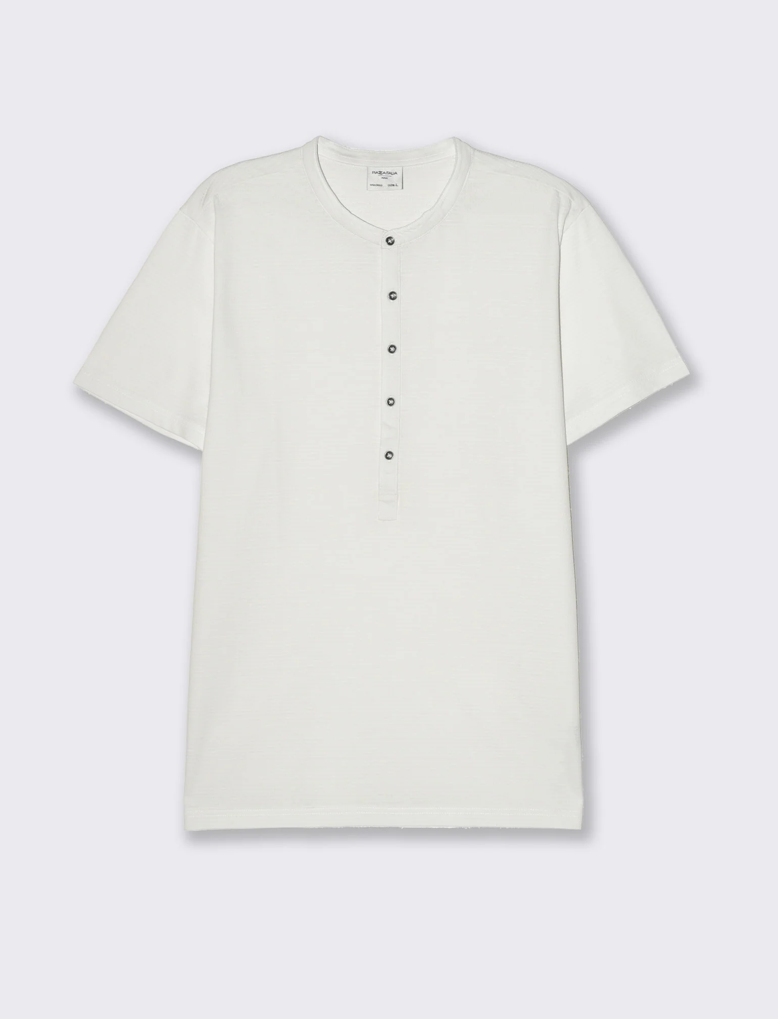 T-shirt serafino struttura jacquard da uomo - Bianco