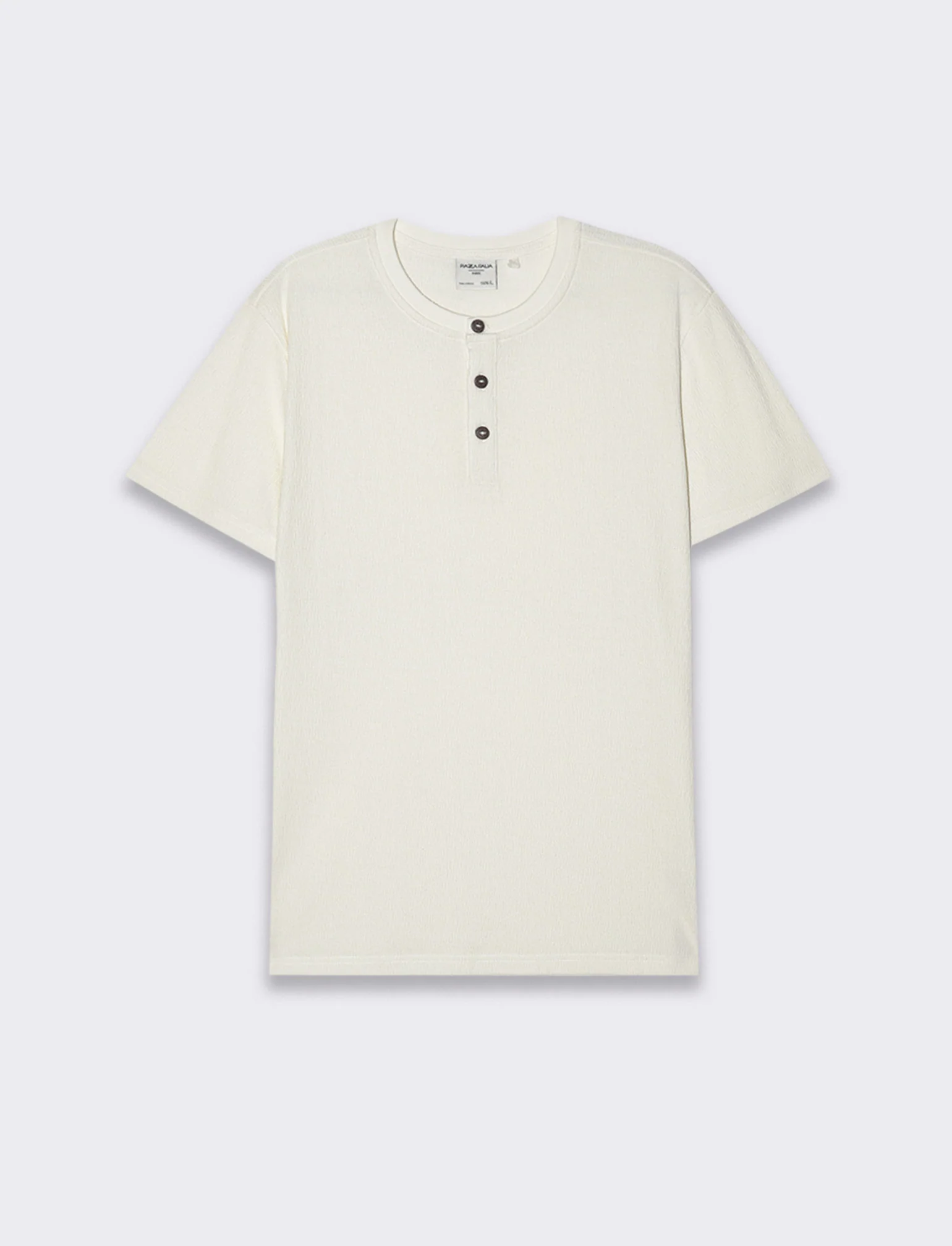 T-shirt serafino struttura jacquard da uomo - Bianco sporco - Image 4
