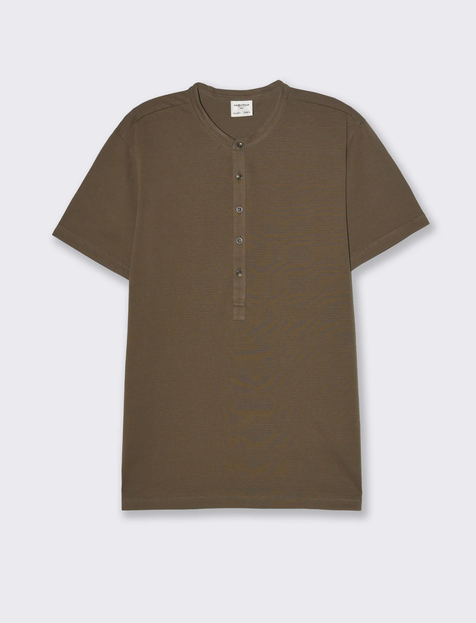 T-shirt serafino struttura jacquard da uomo - Verde kaki