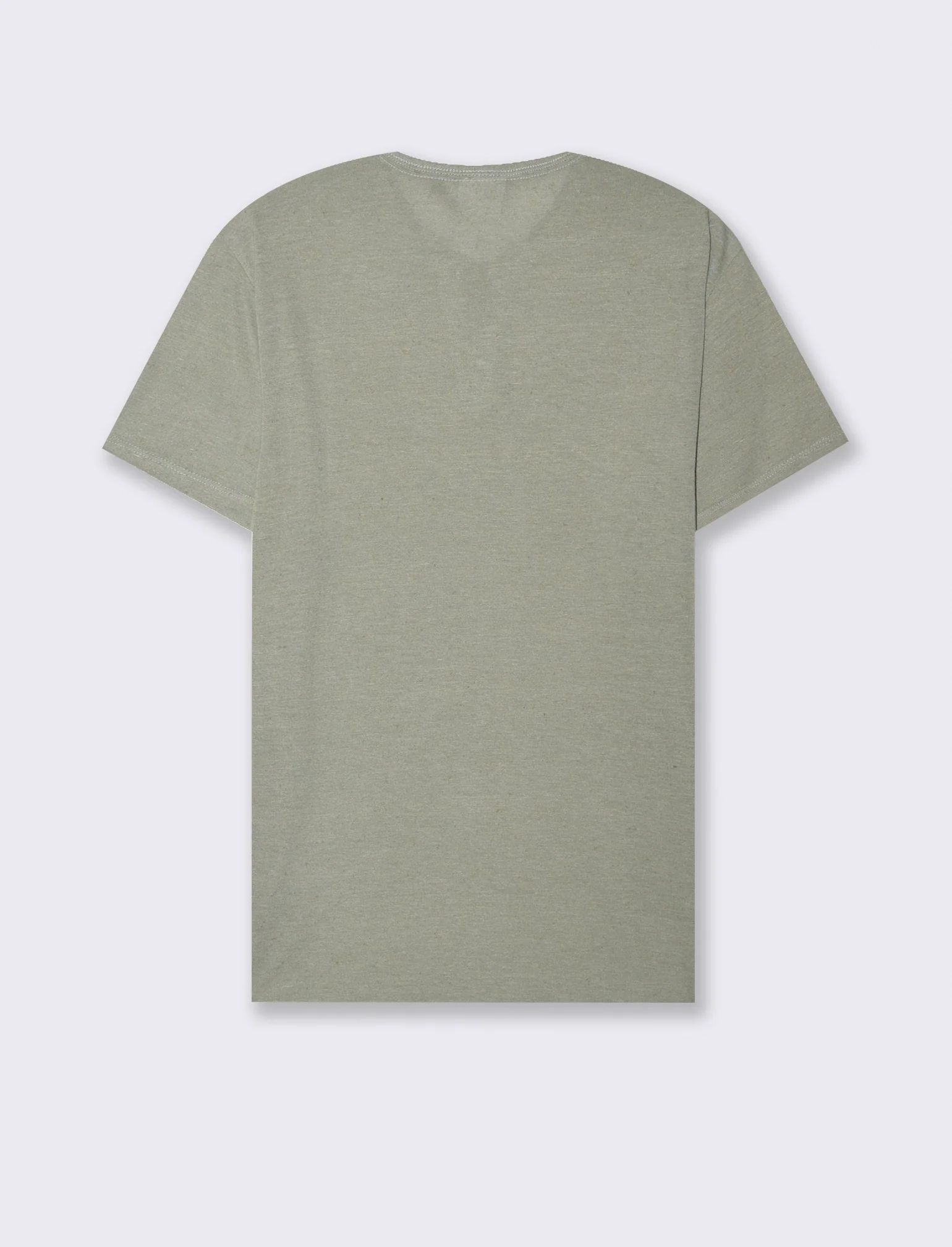T-shirt serafino struttura misto lino da uomo - Verde - Image 3