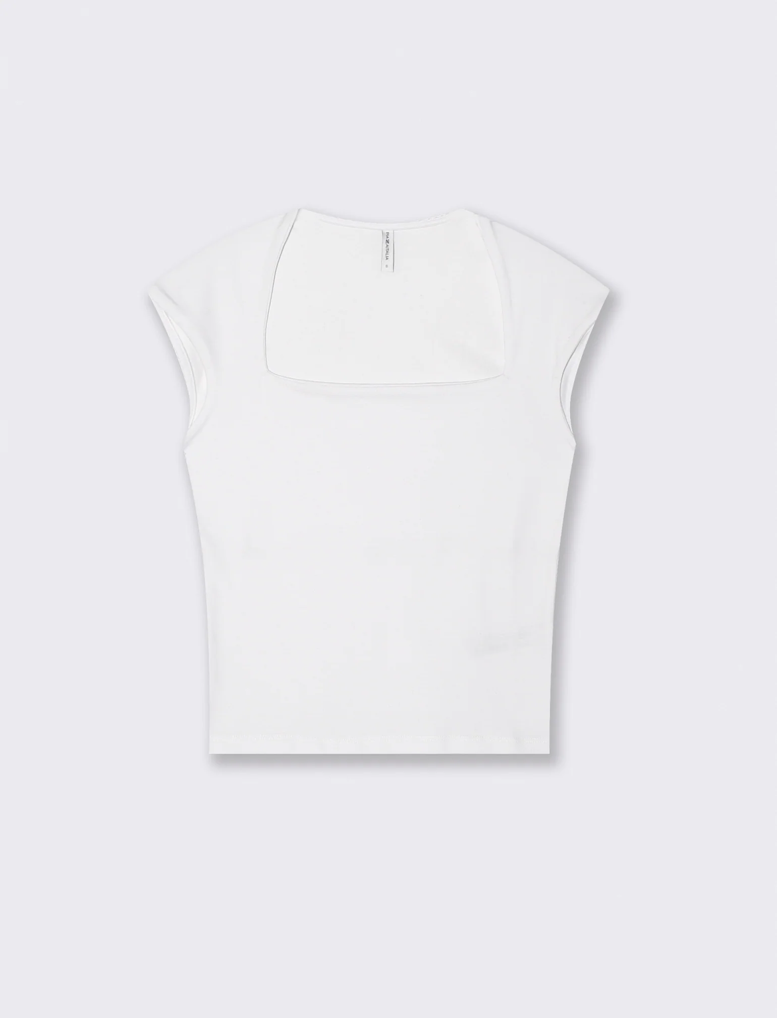 T-Shirt Slim con Spalla Scesa e Scollo Quadrato - Bianco - Image 2