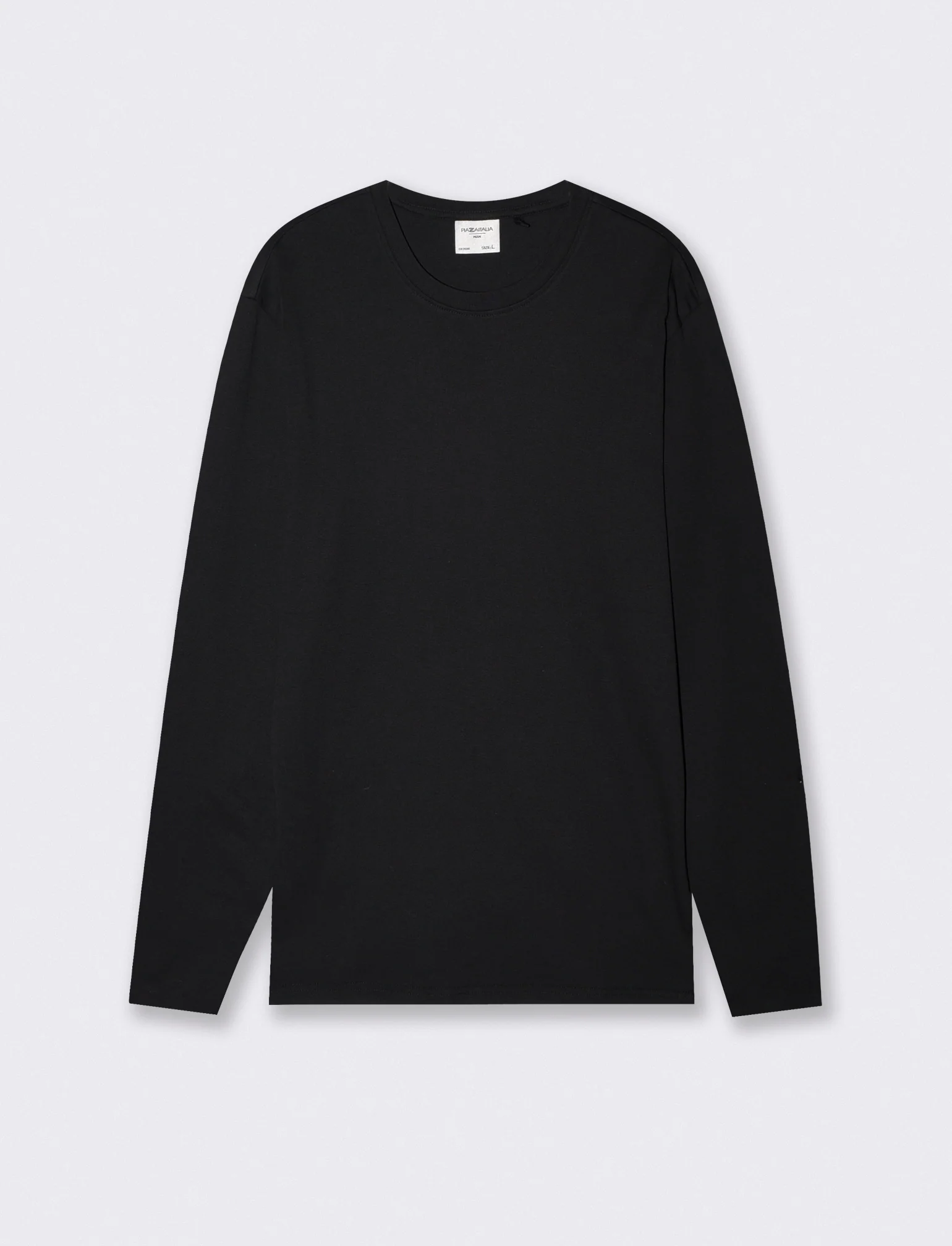 T-shirt slim fit a coste girocollo - Nero