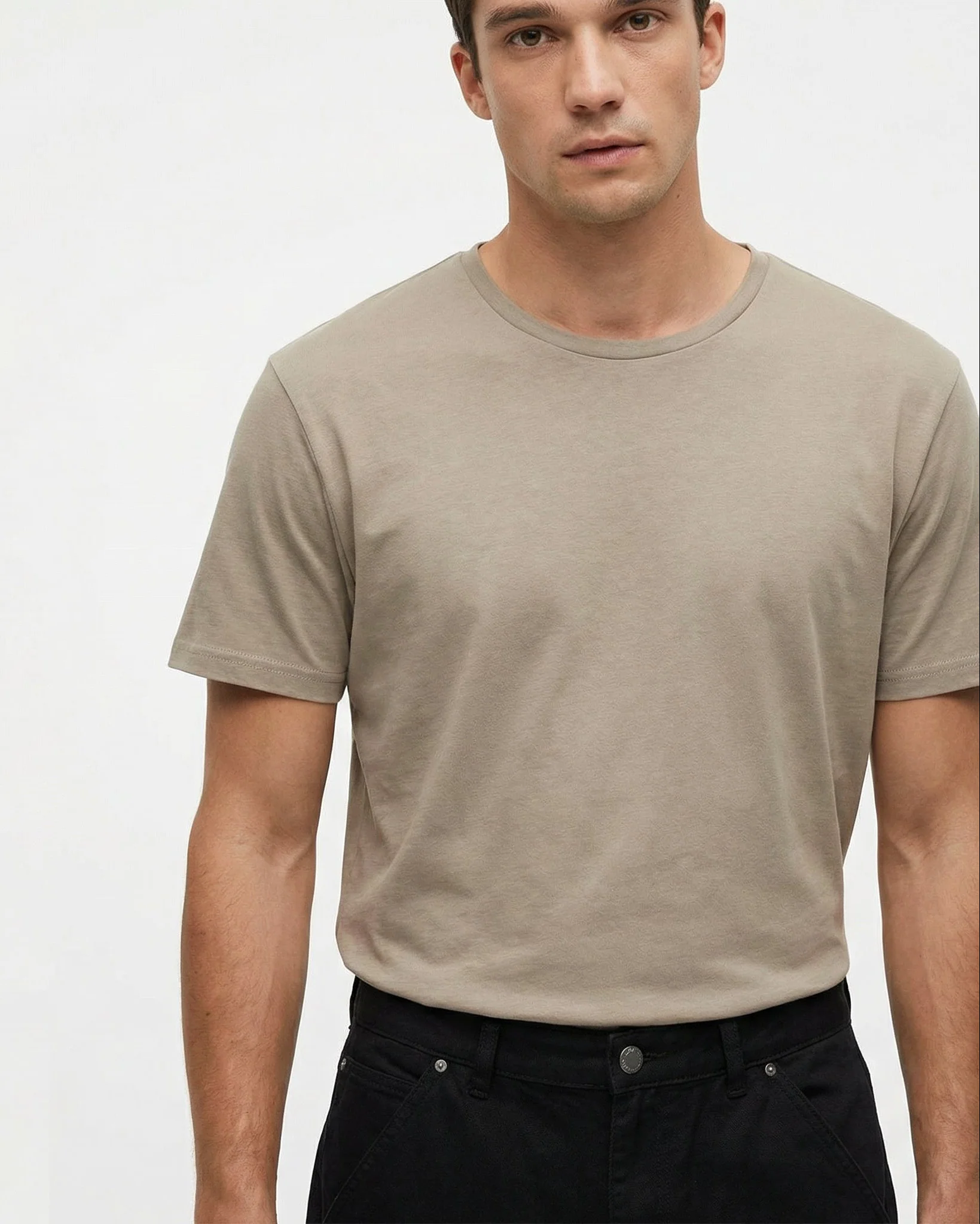 T-shirt slim fit in cotone elasticizzato - Grigio - Image 3