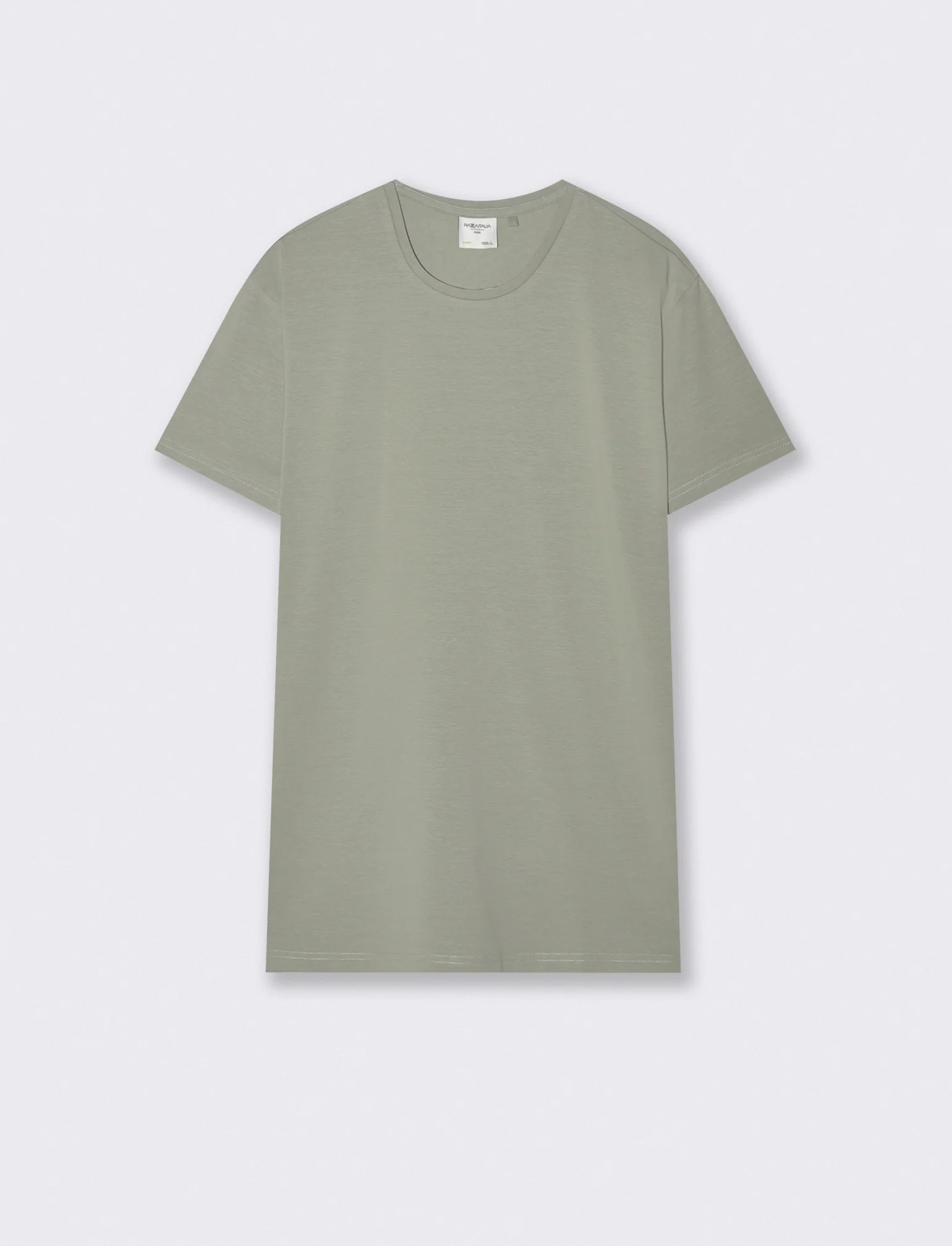 T-shirt slim fit in cotone elasticizzato - Verde salvia
