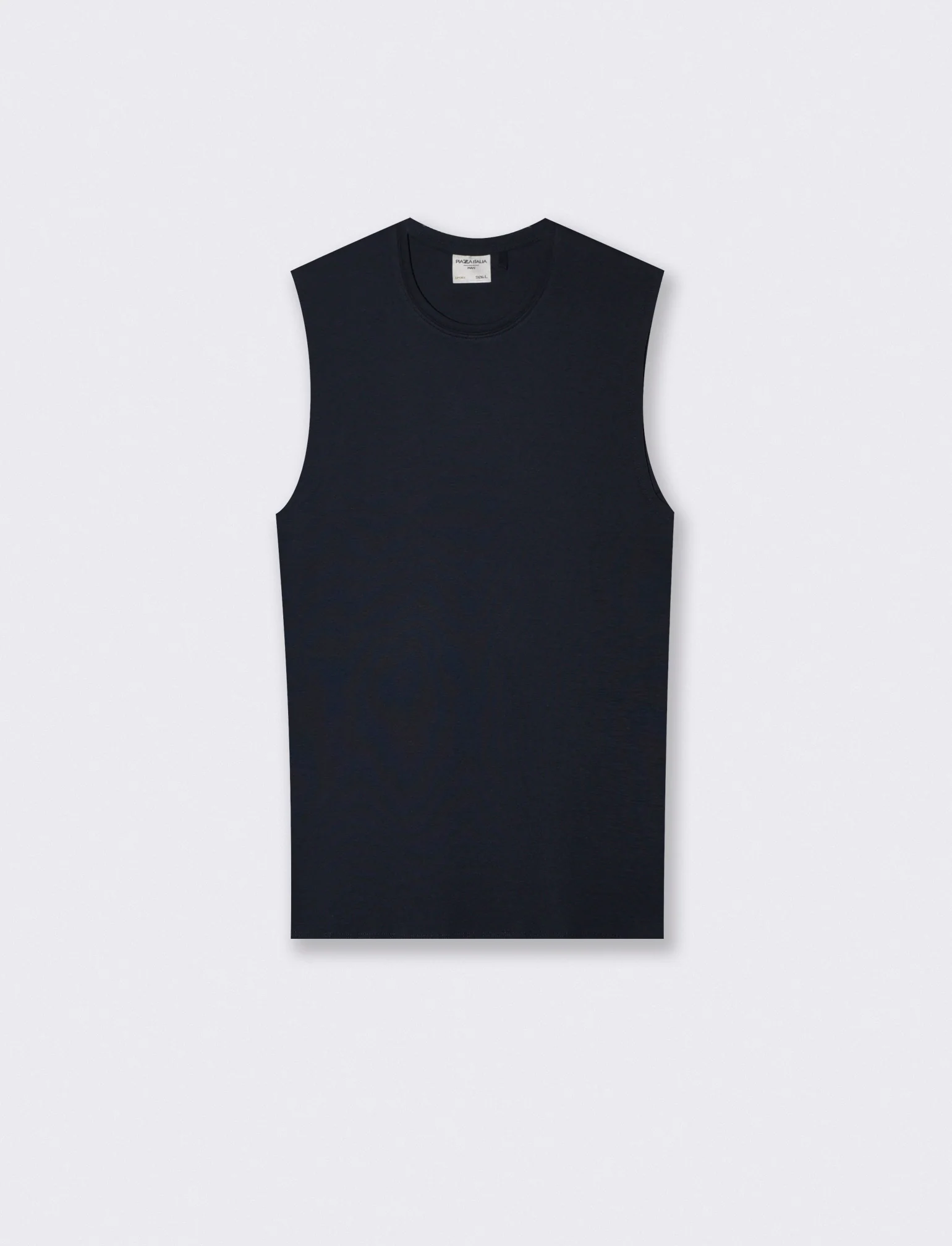 T-shirt slim fit senza maniche a coste - Blu