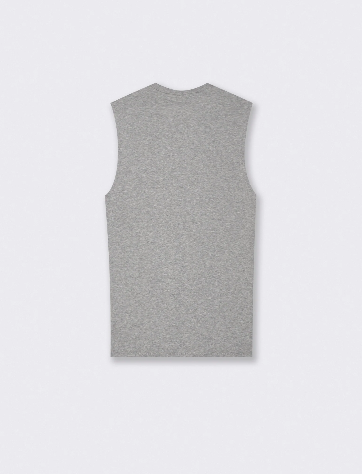 T-shirt slim fit senza maniche a coste - Grigio mel. - Image 2