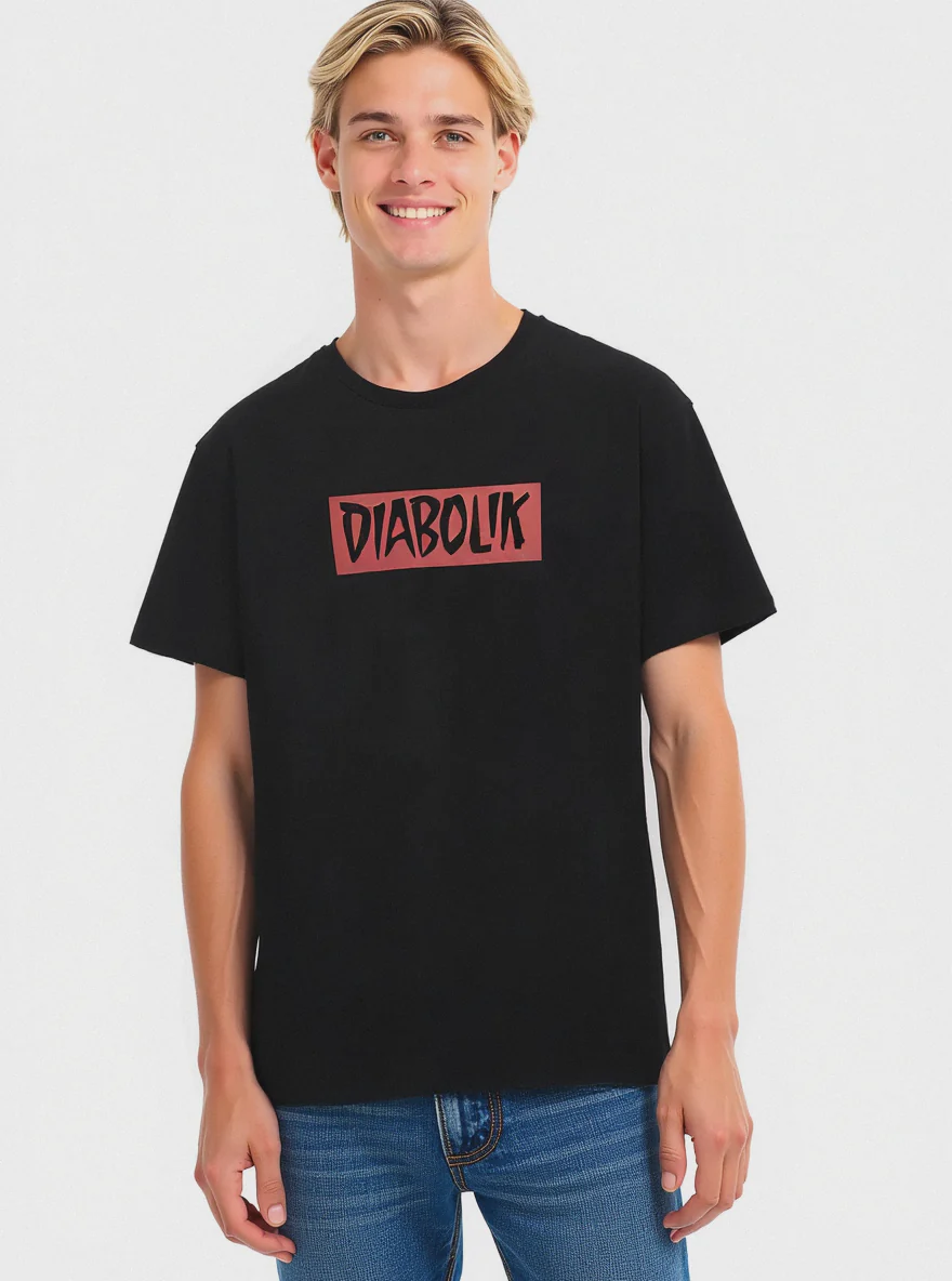 T-SHIRT STAMPA DIABOLIK - Nero
