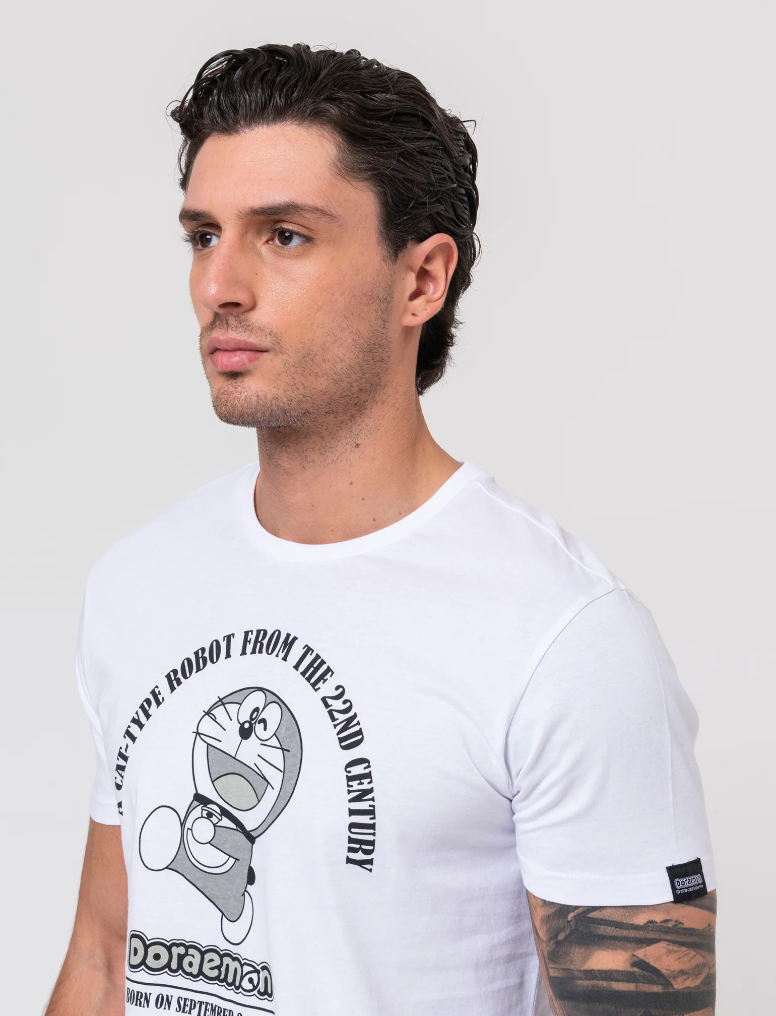 T-shirt stampa doraemon da uomo - Bianco - Image 3
