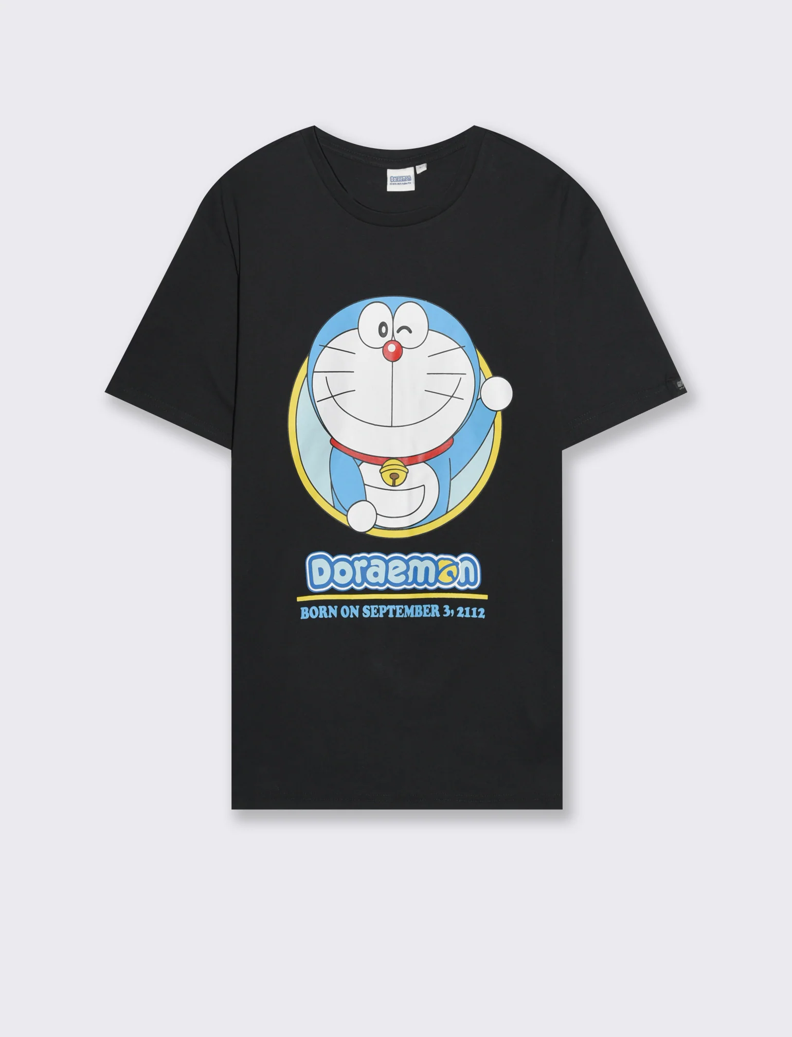 T-shirt stampa doraemon da uomo - Nero - Image 4