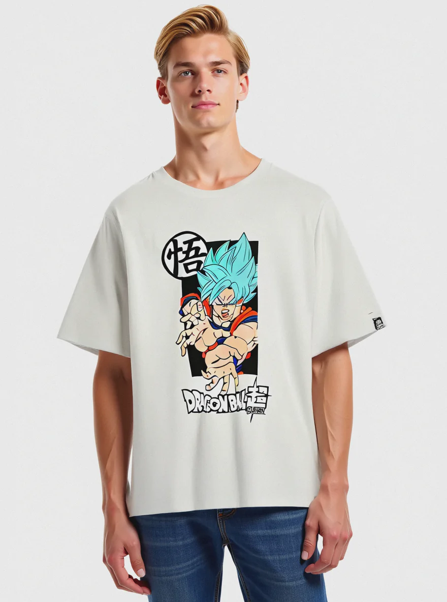 T-SHIRT STAMPA DRAGON BALL - Bianco