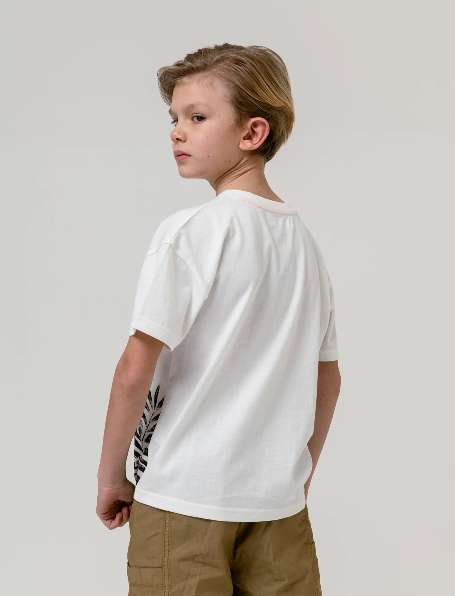 T-shirt stampa follage da bambino - Bianco latte - Image 2
