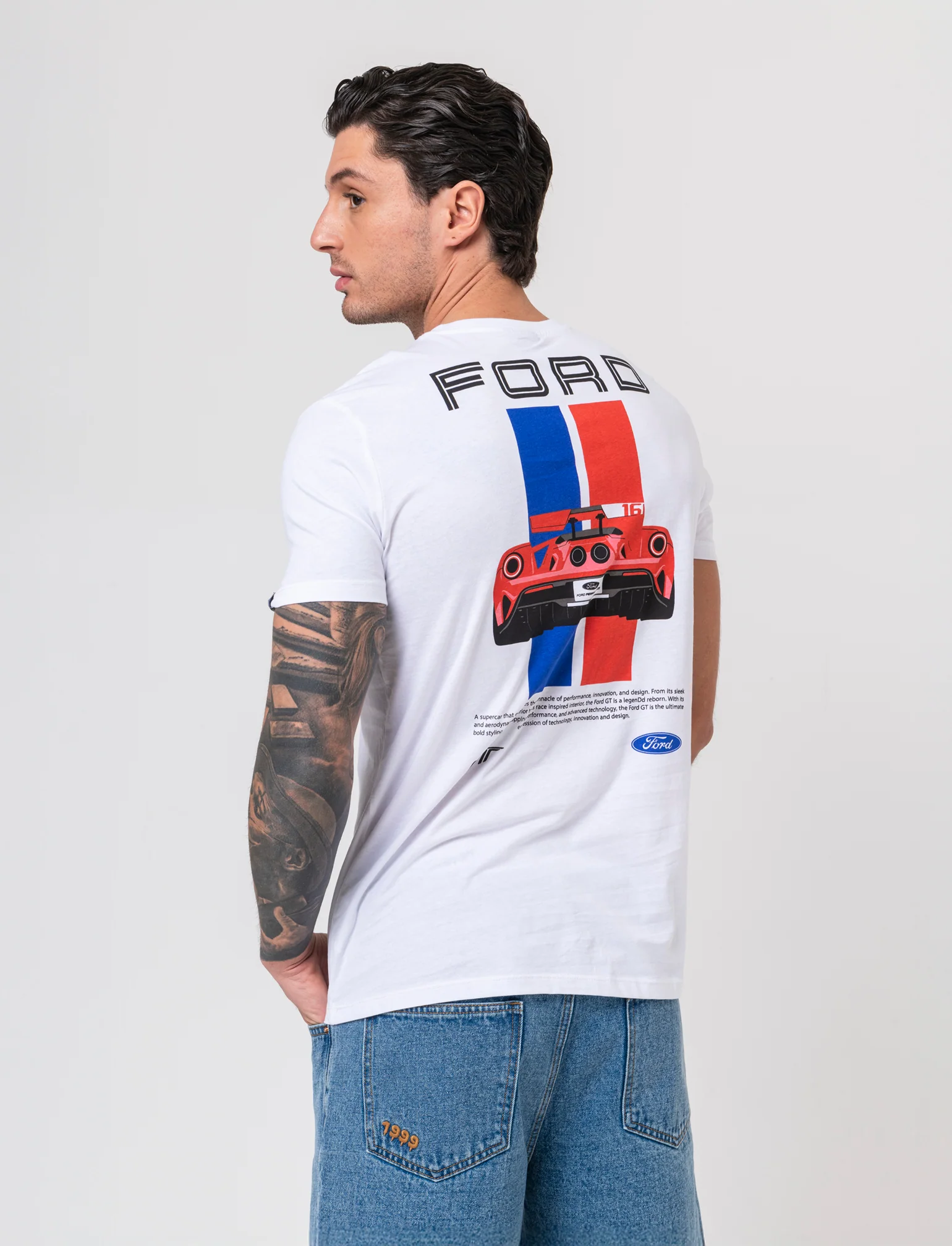 T-shirt stampa Ford GT/MUSTANG da uomo - Bianco - Image 2