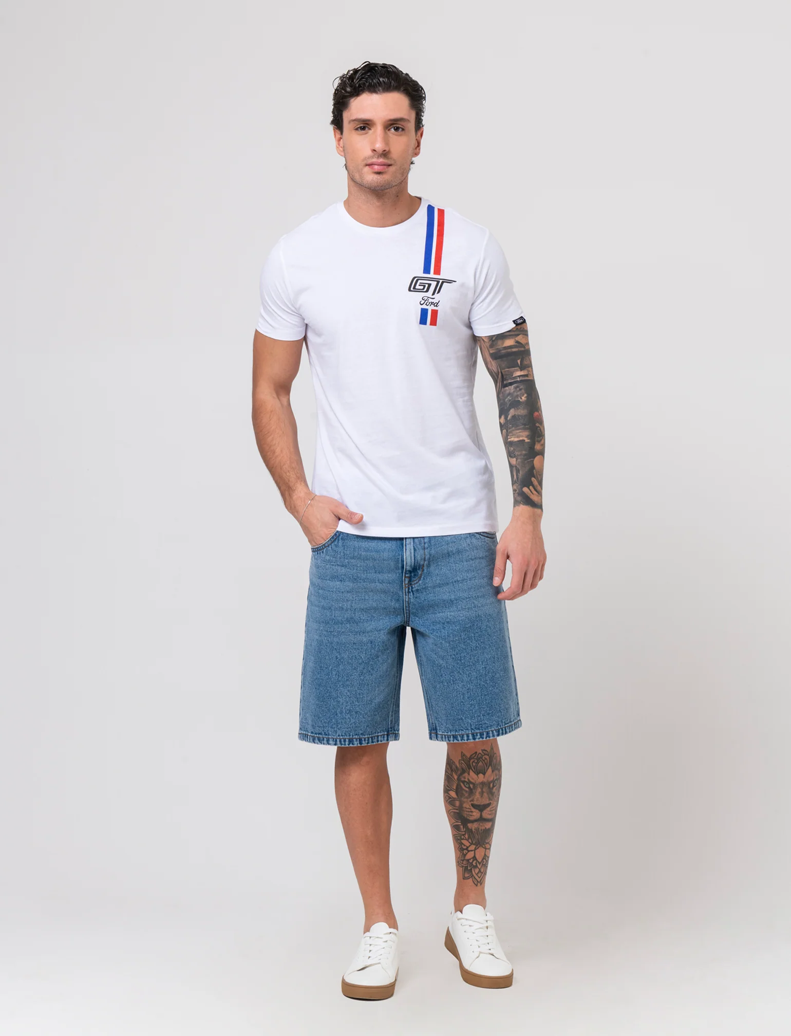 T-shirt stampa Ford GT/MUSTANG da uomo - Bianco - Image 3