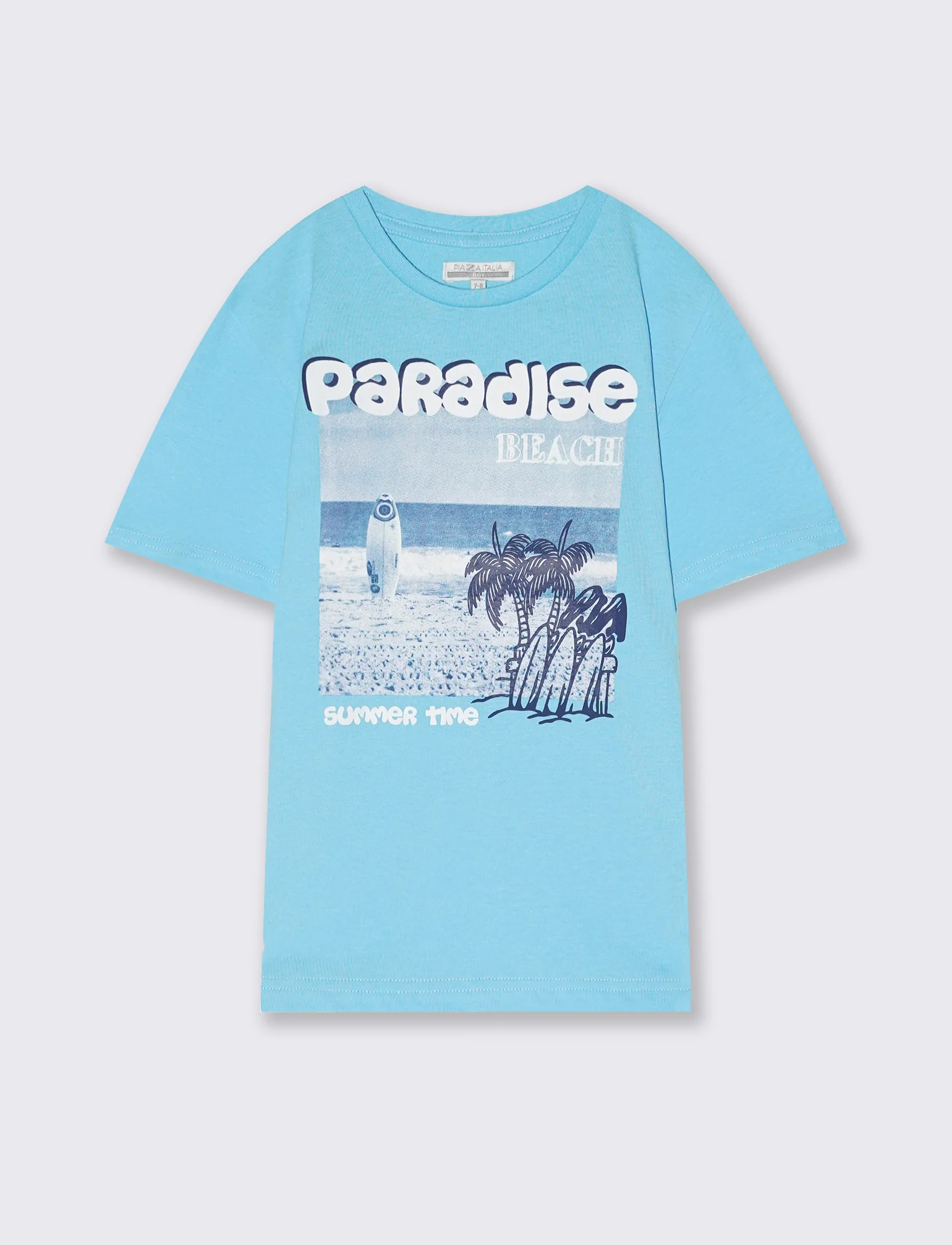 T-shirt stampa frontale. - Azzurro