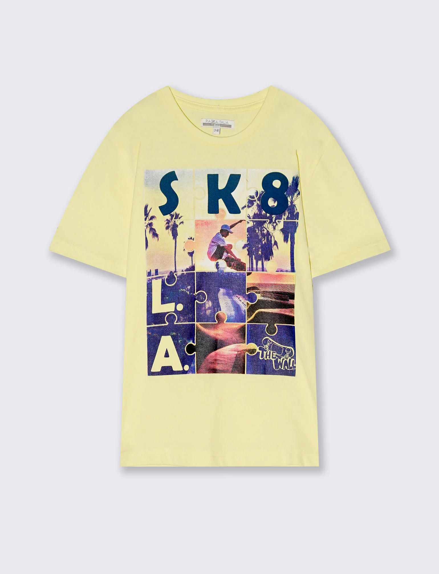 T-shirt stampa frontale. - Giallo