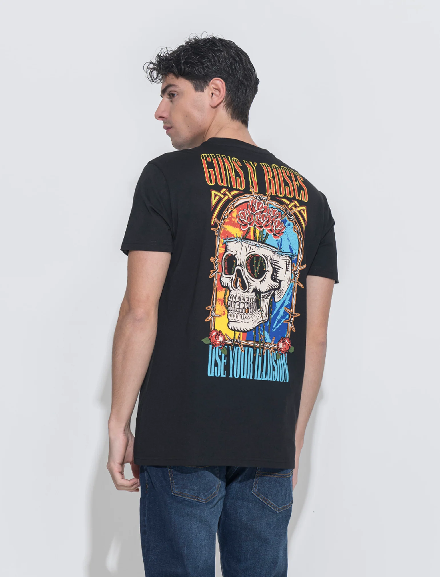 T-shirt stampa guns n' roses da uomo - Nero - Image 3