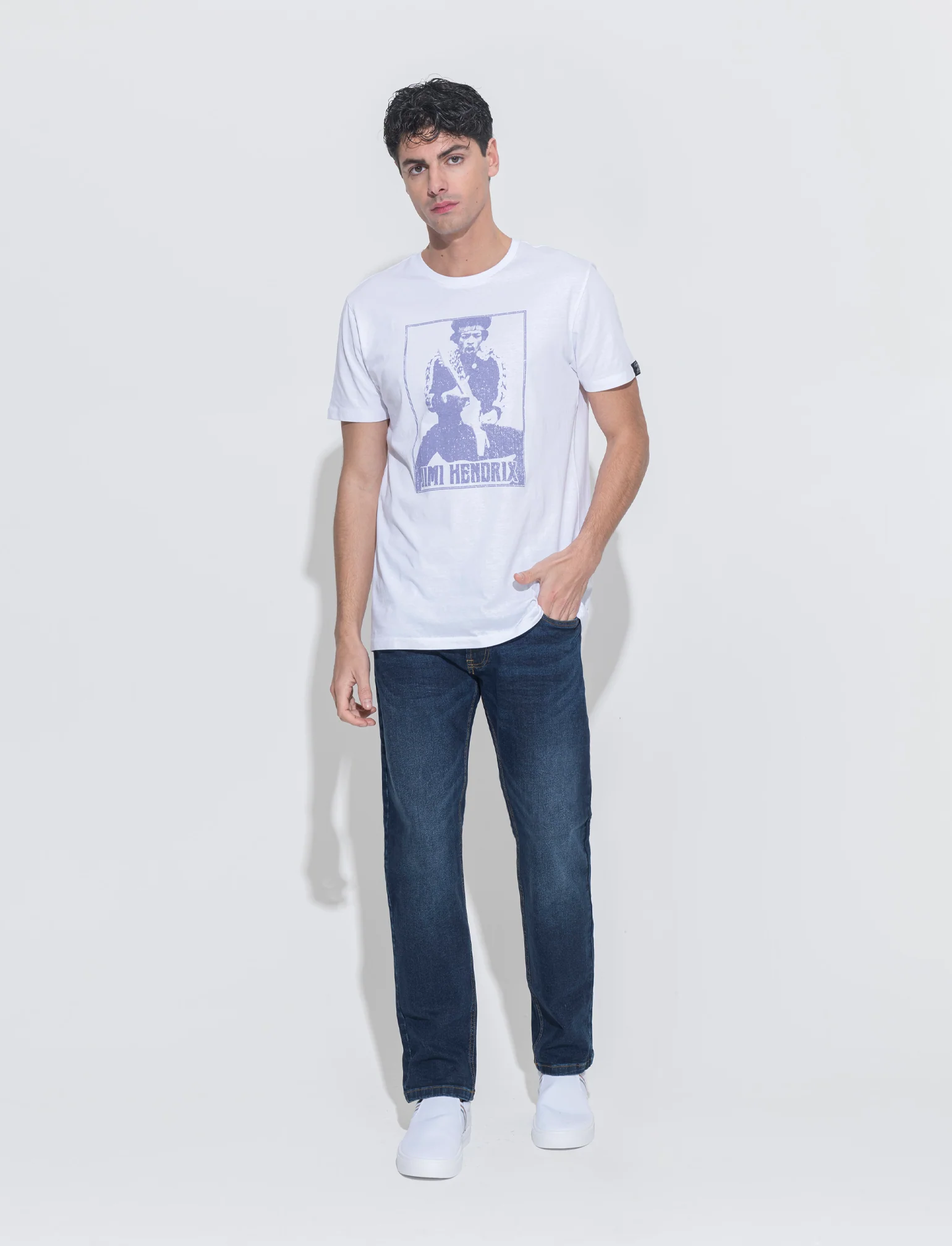 T-shirt stampa jimi hendrix da uomo - Bianco - Image 2