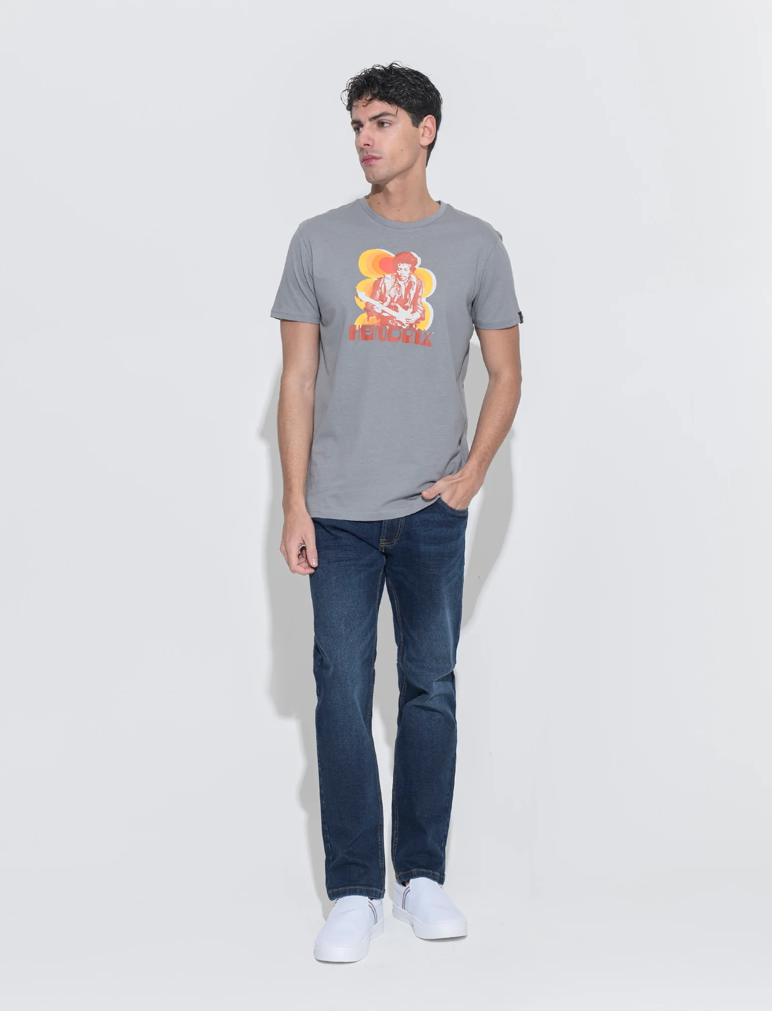 T-shirt stampa jimi hendrix da uomo - Grigio piombo - Image 2