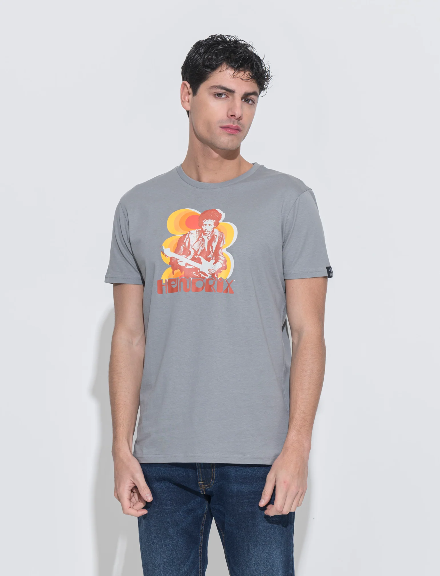 T-shirt stampa jimi hendrix da uomo - Grigio piombo - Image 3