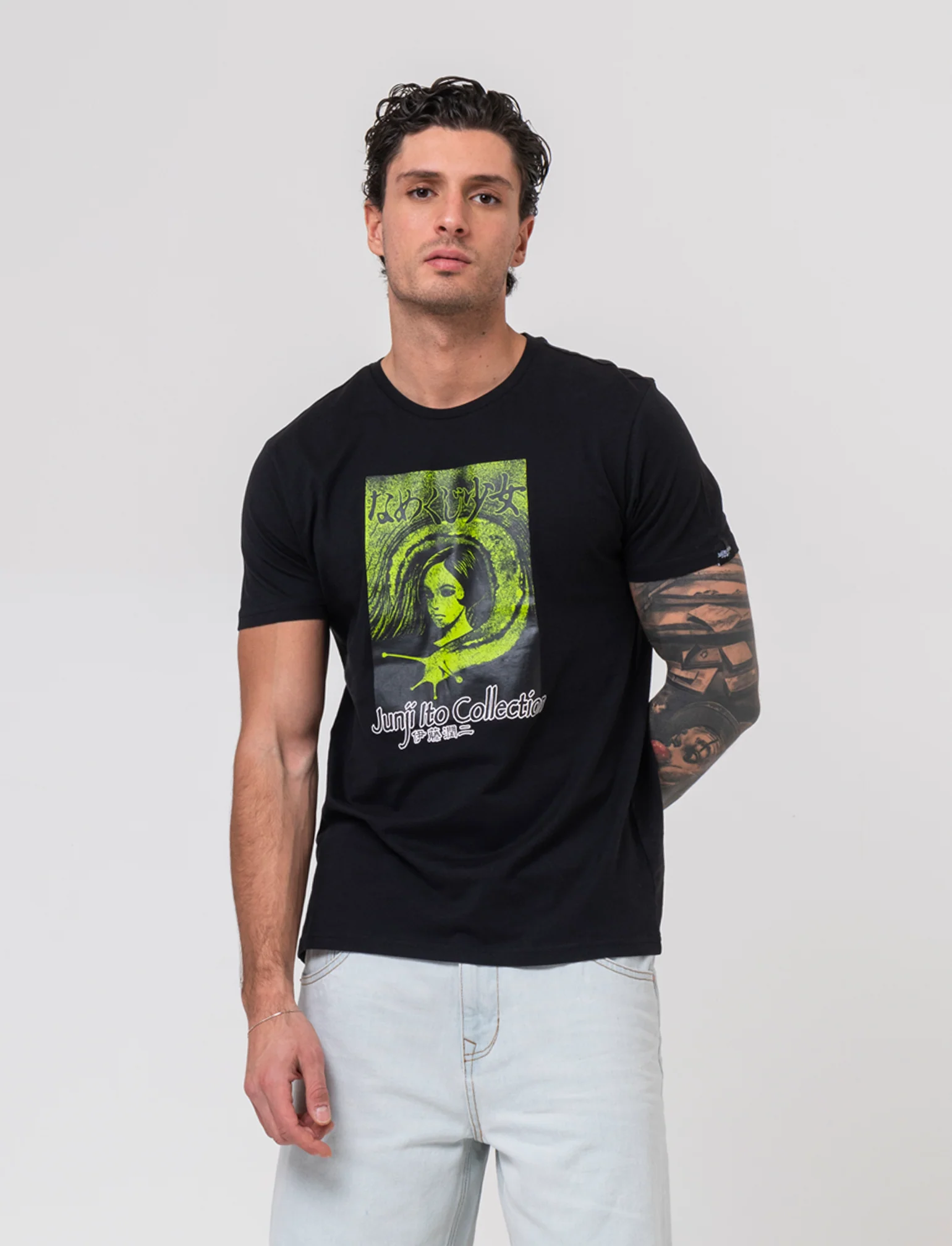 T-shirt stampa Junji Ito da uomo - Nero