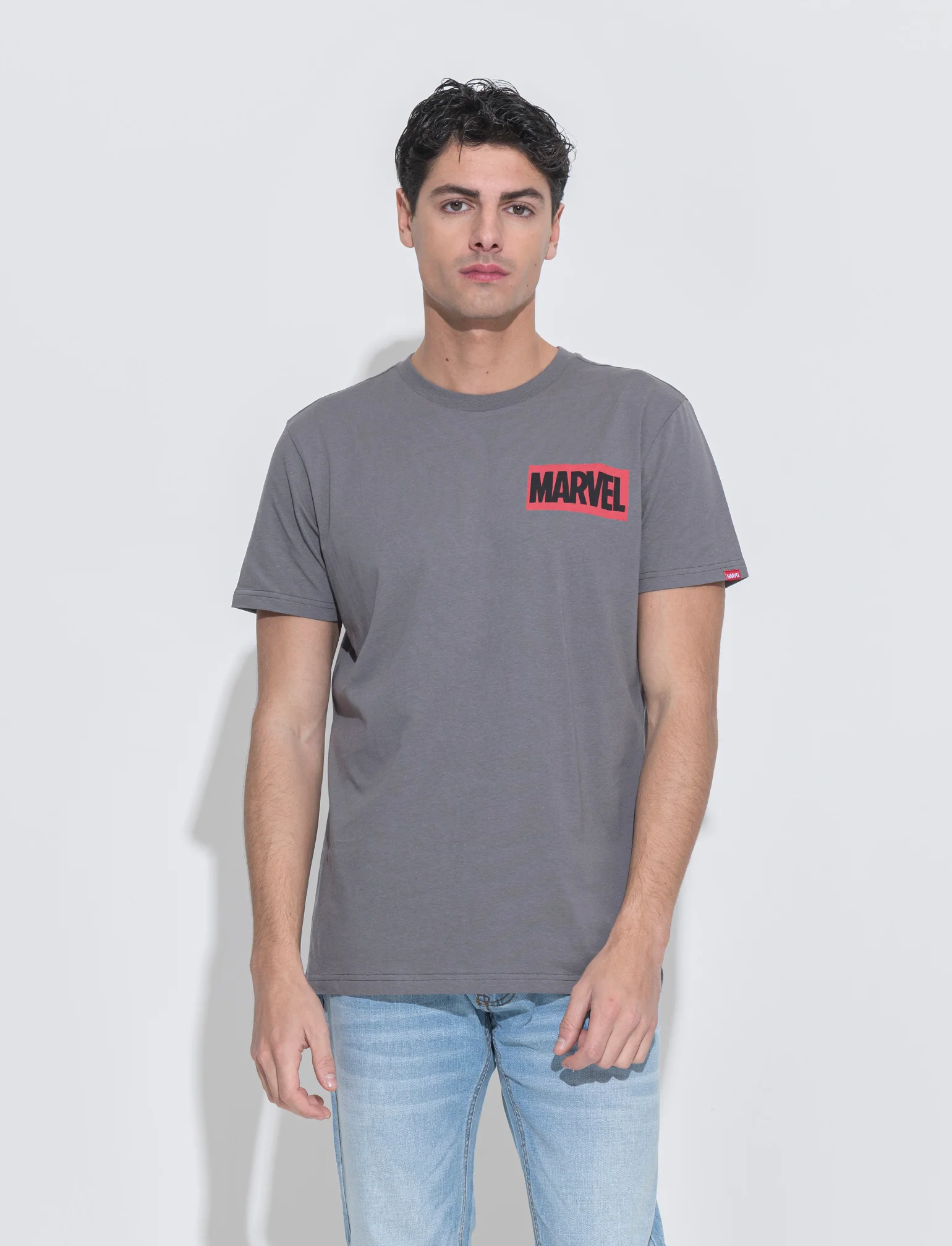 T-shirt stampa marvel da uomo - Grigio
