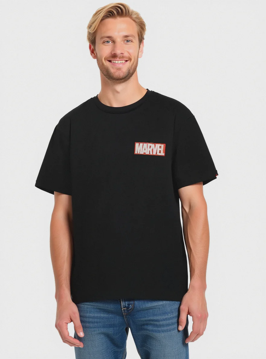 T-SHIRT STAMPA MARVEL - Nero