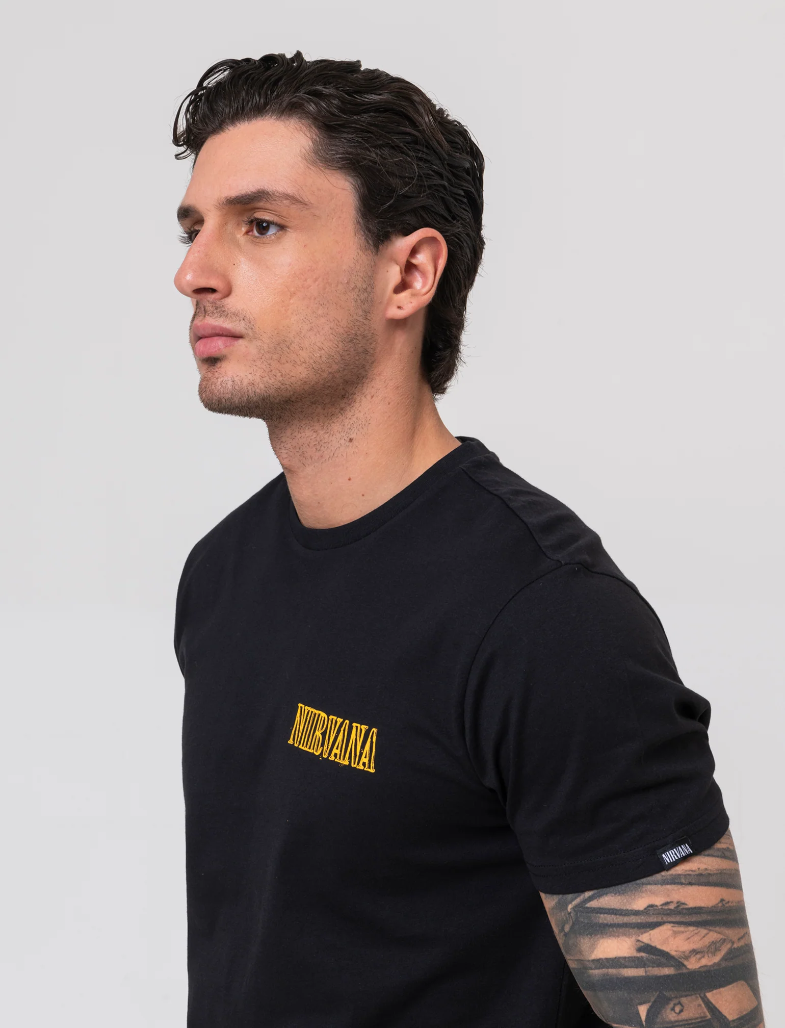 T-shirt stampa nirvana da uomo - Nero - Image 2