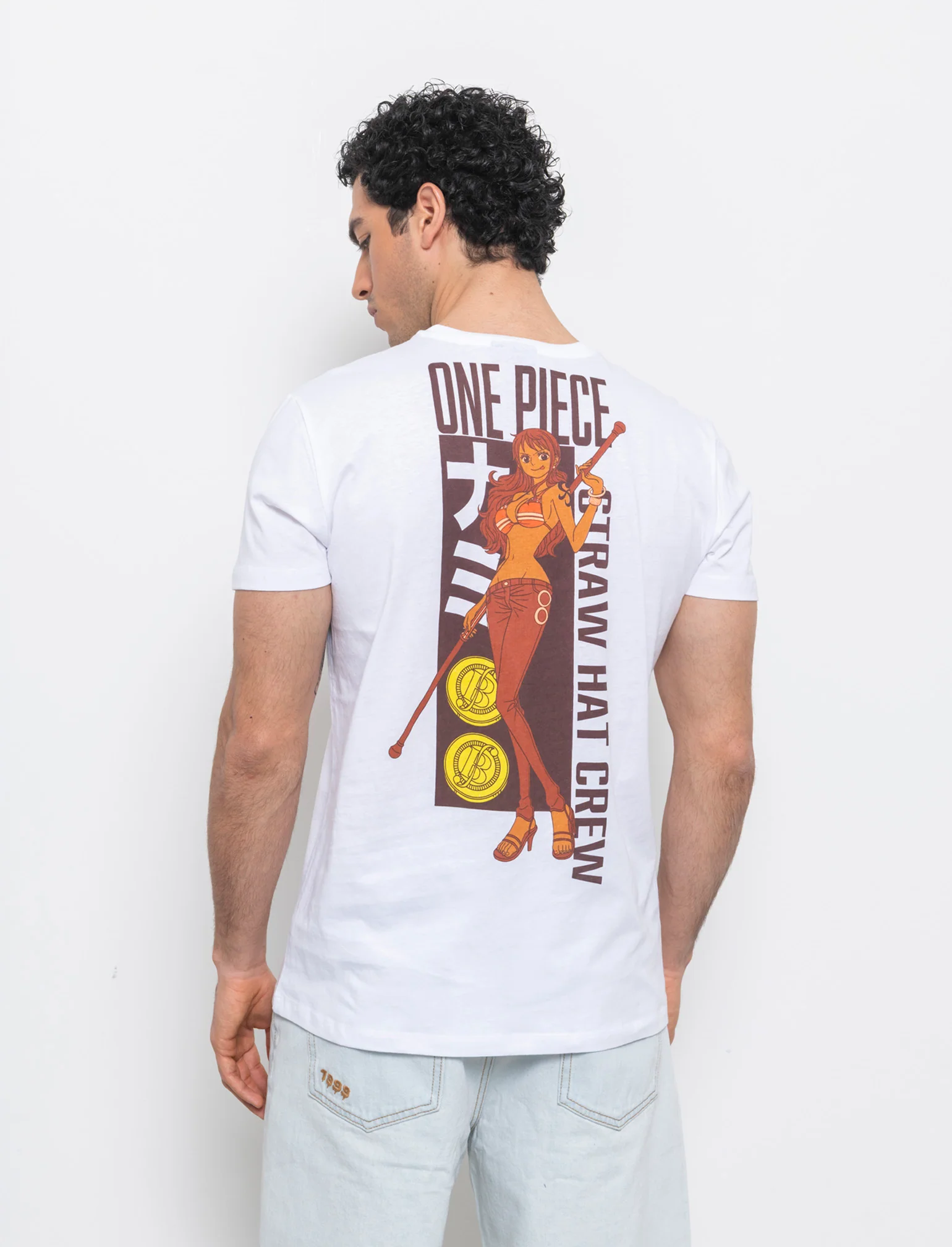 T-shirt stampa one piece da uomo - Bianco