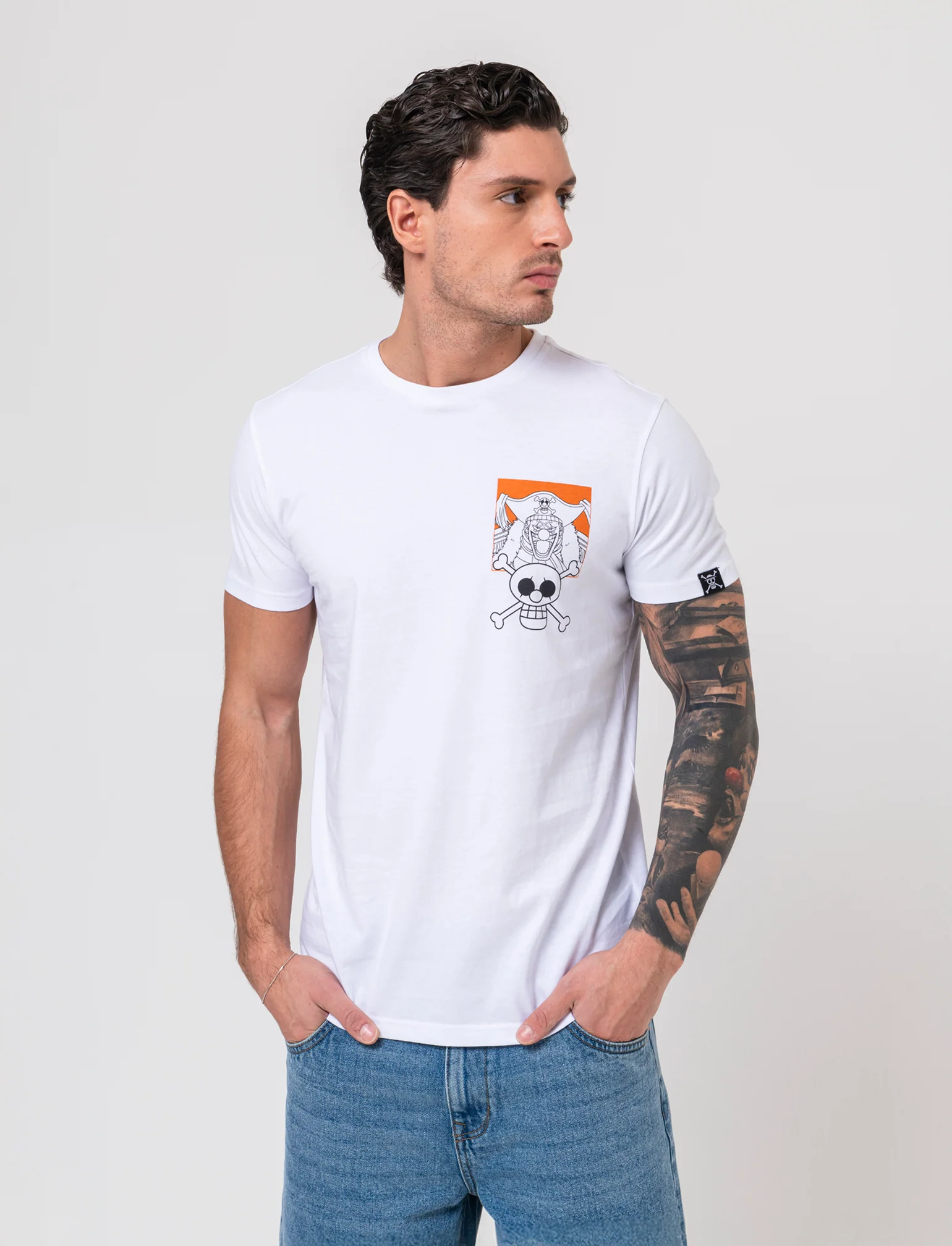 T-shirt stampa one piece da uomo - Bianco - Image 2