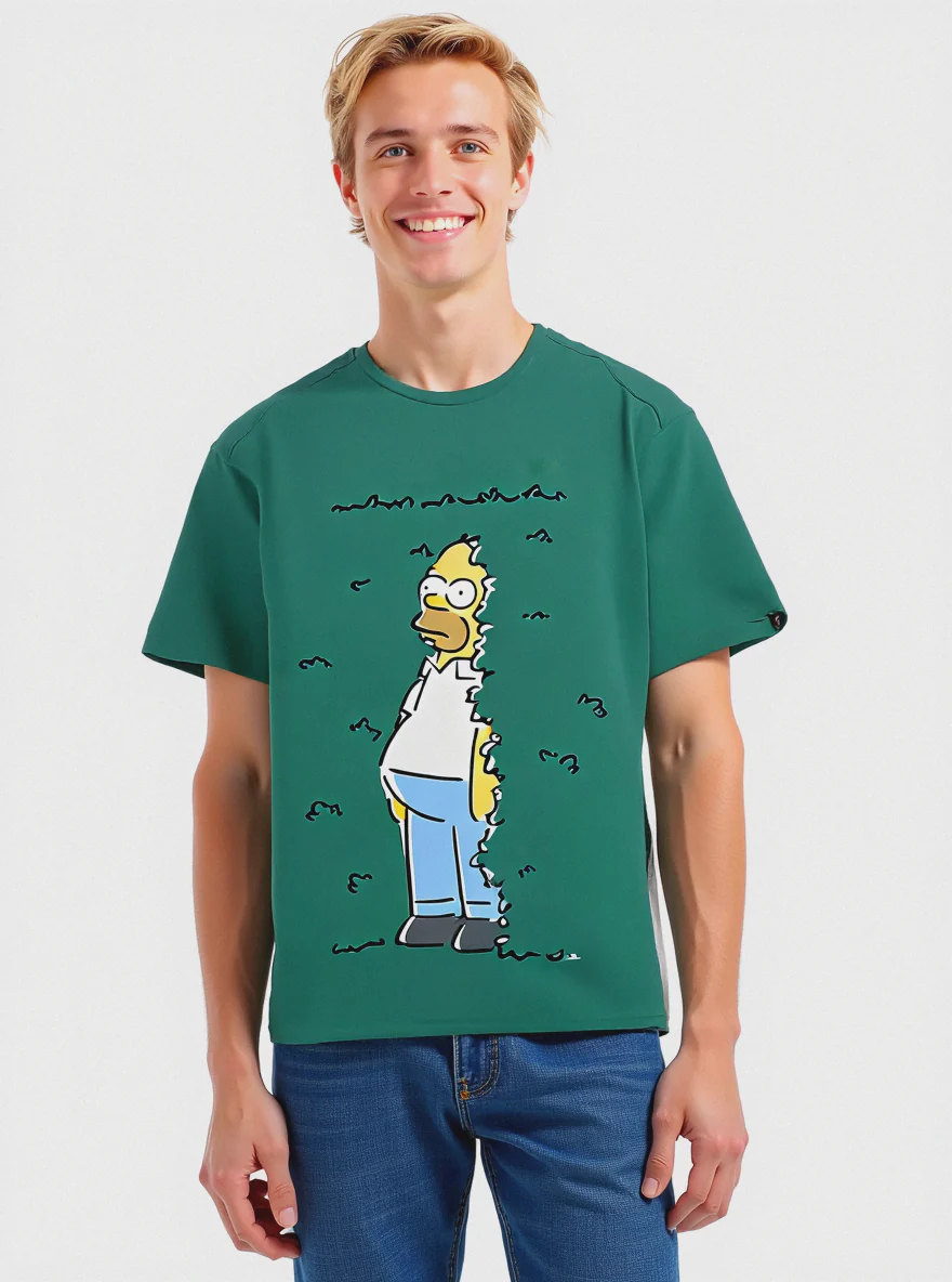 T-SHIRT STAMPA SIMPSONS - Verde