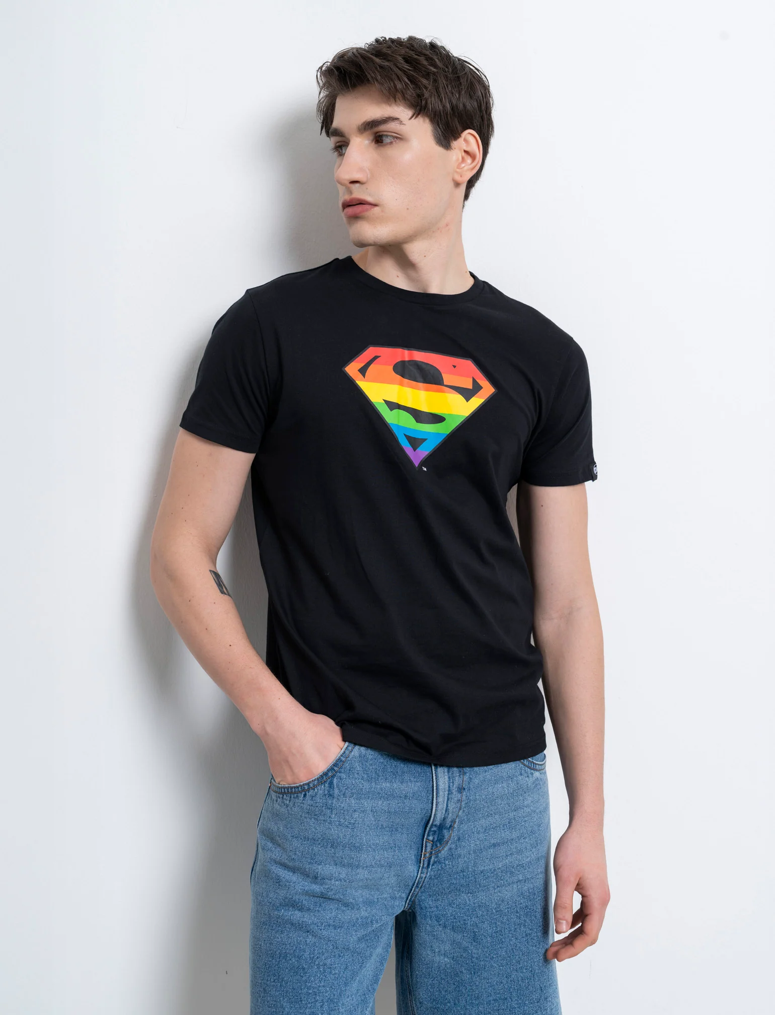 T-shirt stampa super man by dc comics da uomo - Nero - Image 3