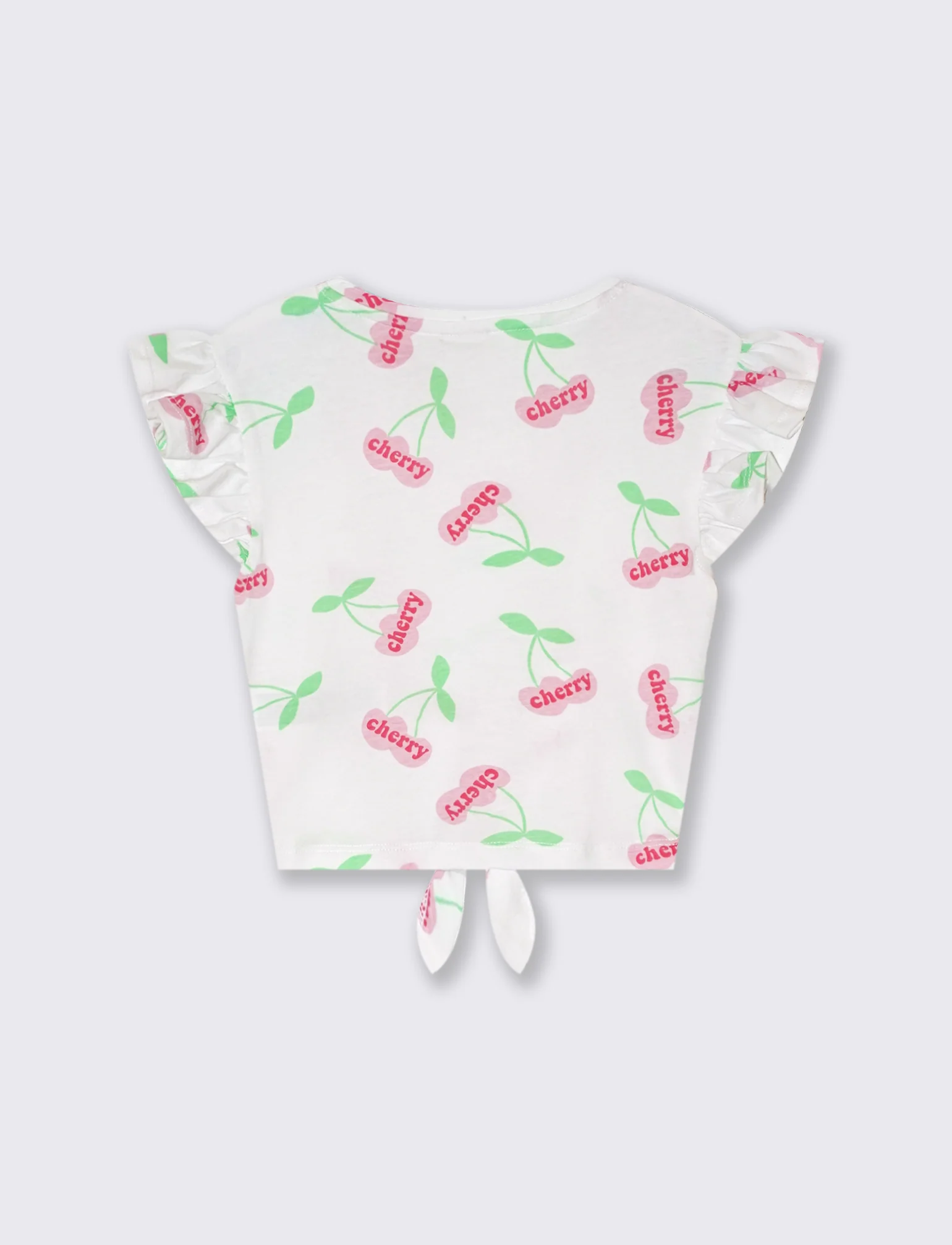 T-shirt stampata con nodo al fondo da bambina - Bianco - Image 4