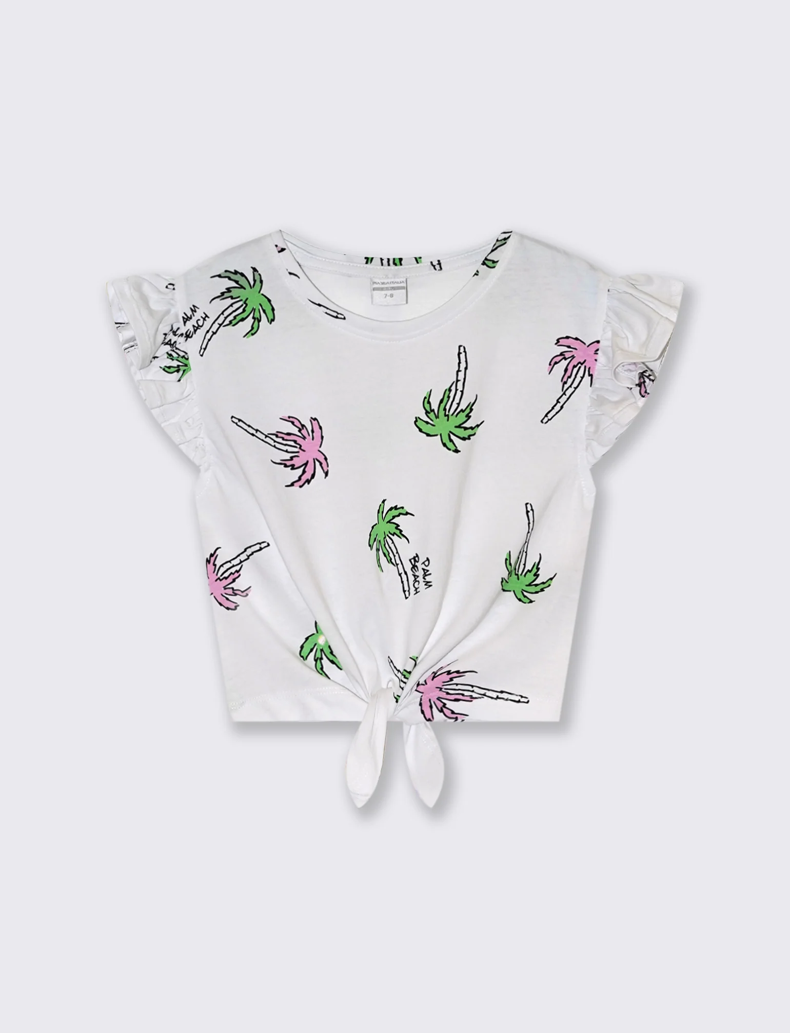 T-shirt stampata con nodo al fondo da bambina - Fantasia