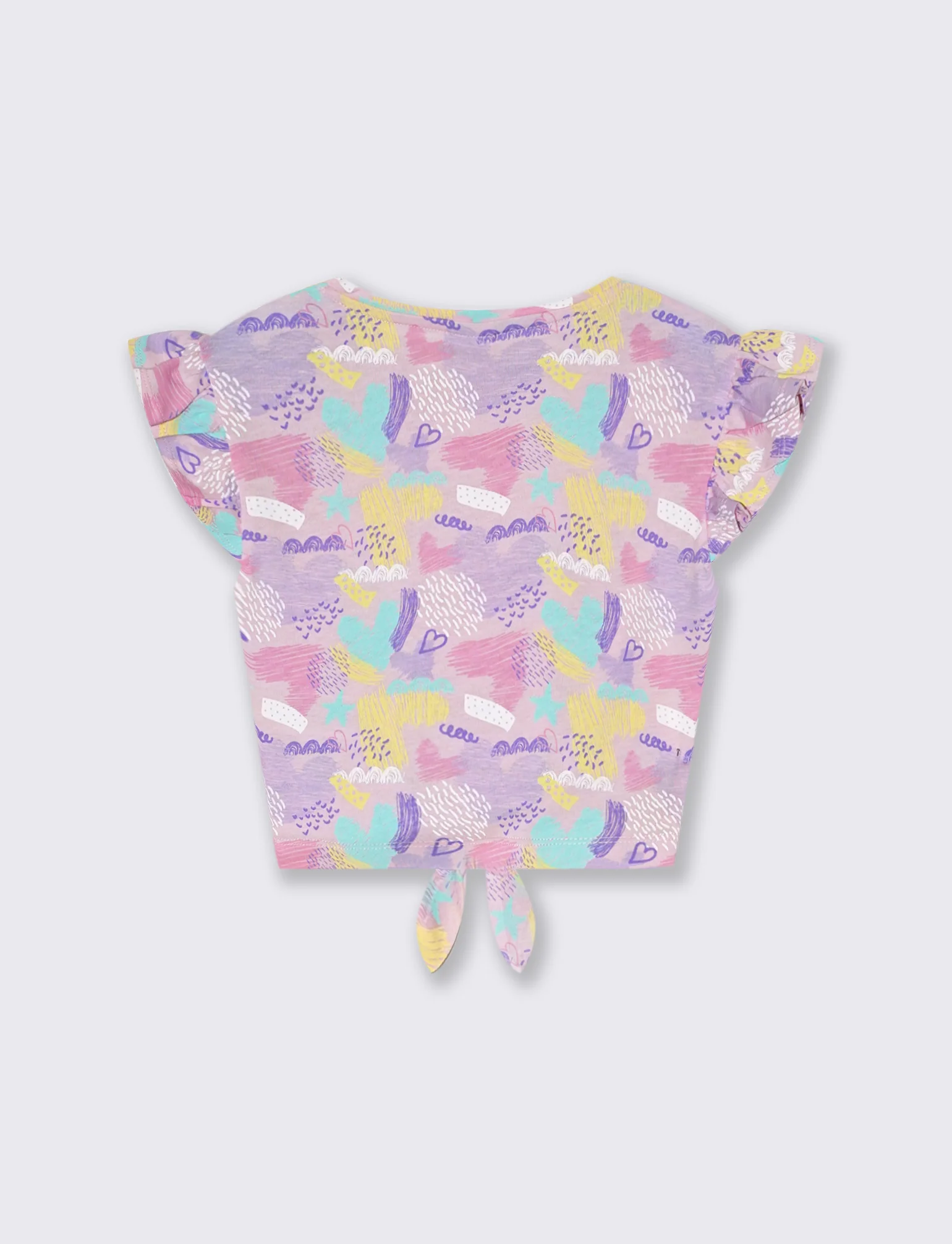 T-shirt stampata con nodo al fondo da bambina - Rosa - Image 2