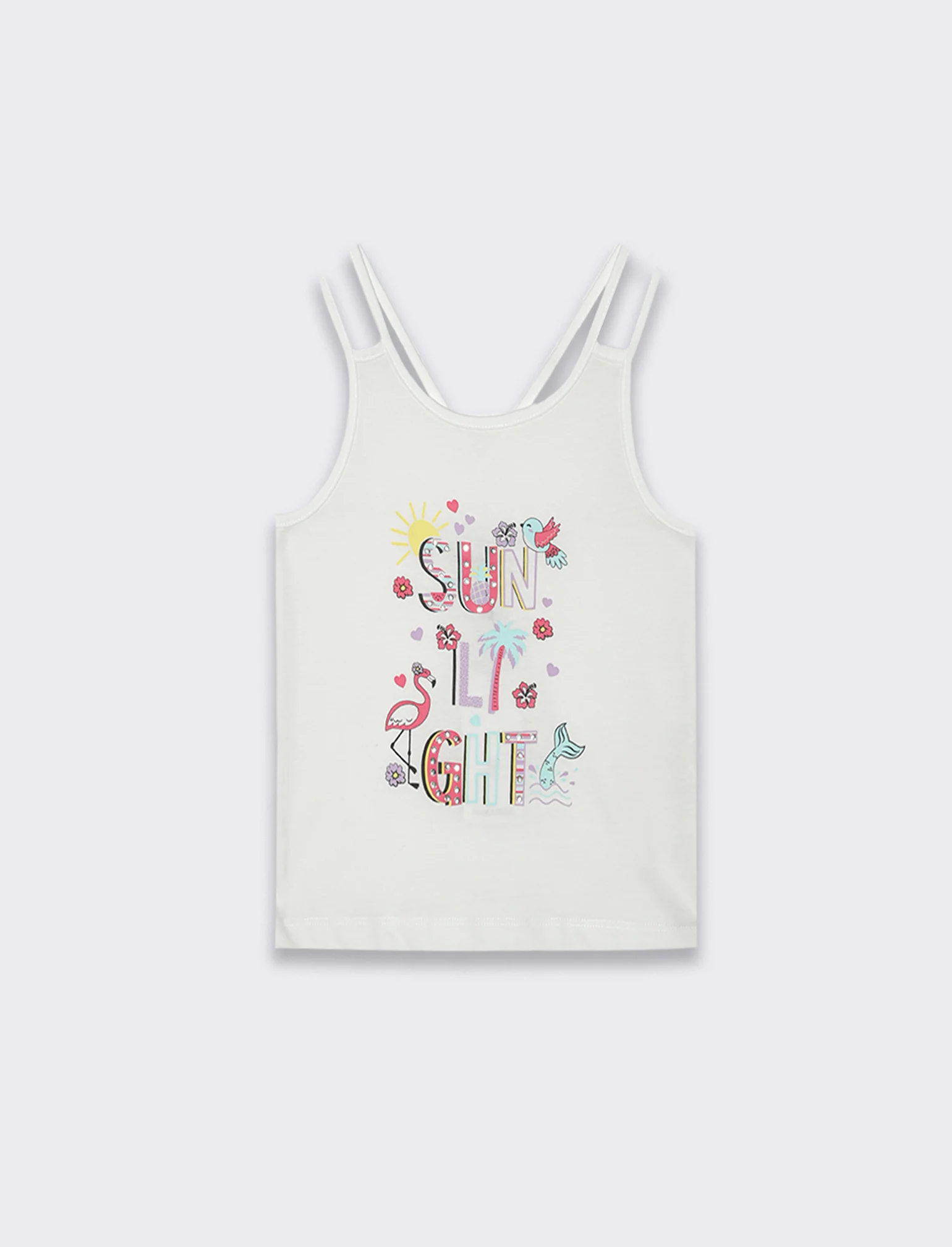 T-shirt stampata con strass da bambina - Bianco - Image 2