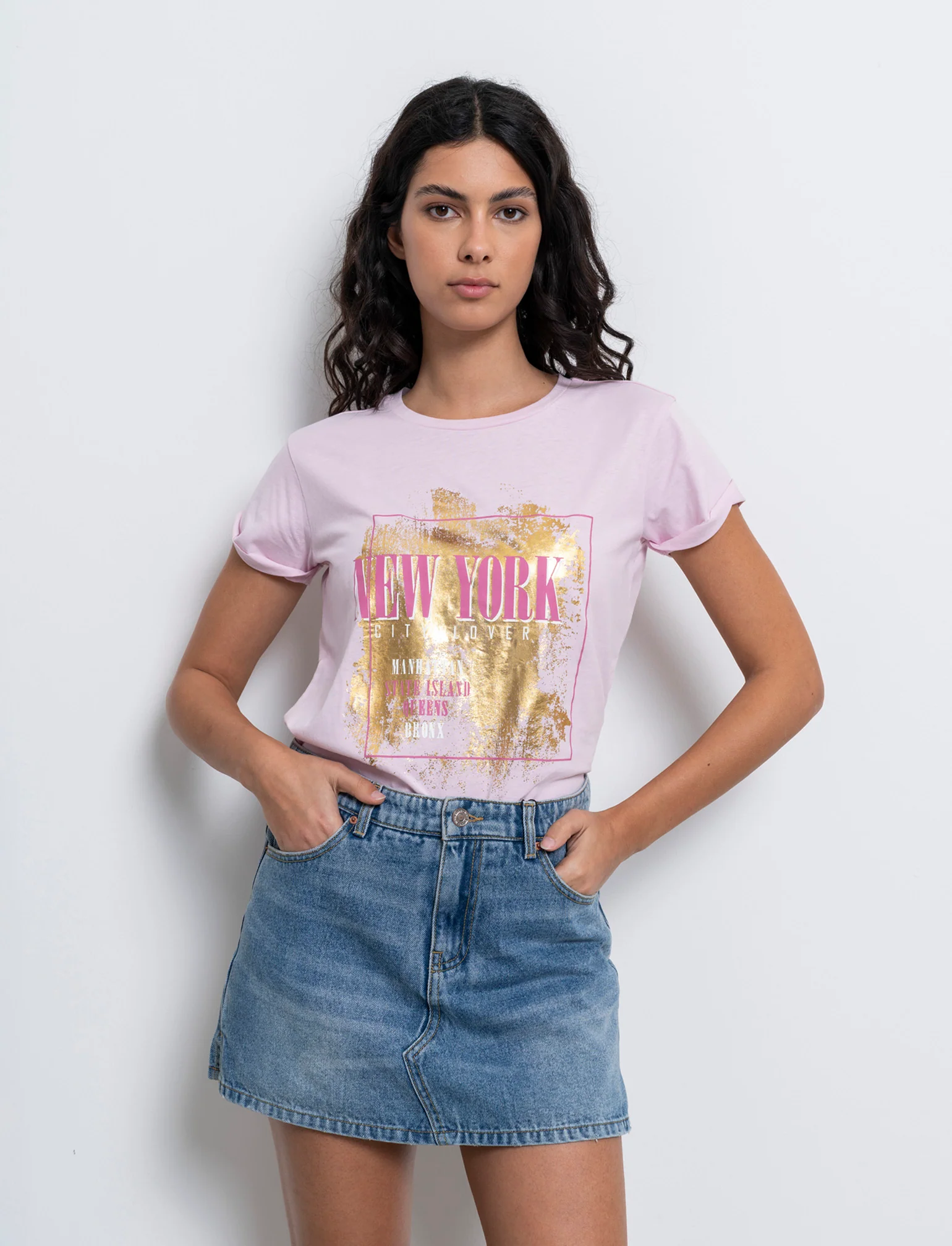 T-shirt stampata da donna - Rosa chiaro