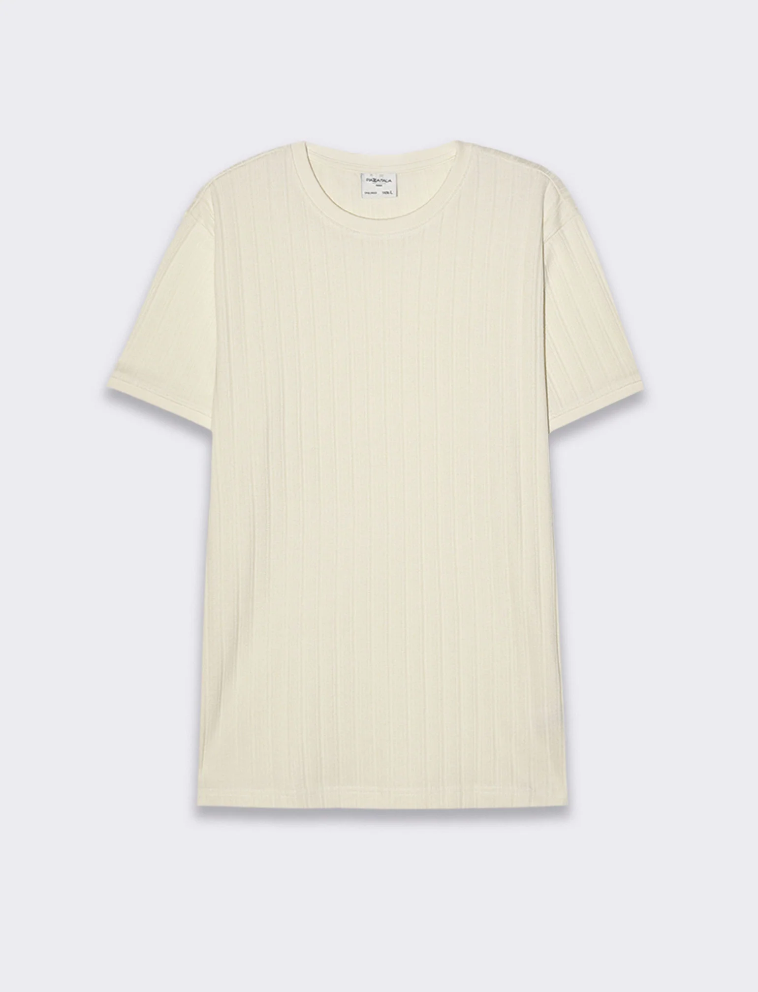T-shirt struttura jacquard effetto maglia da uomo - Beige ecru - Image 4