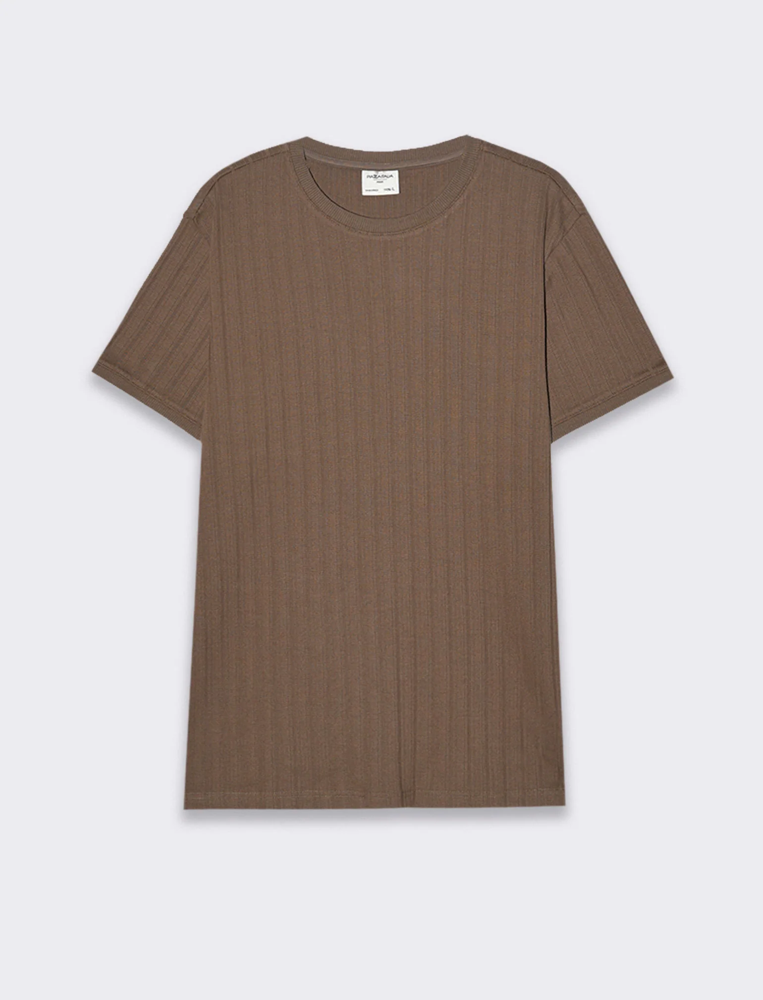 T-shirt struttura jacquard effetto maglia da uomo - Grigio fango - Image 3